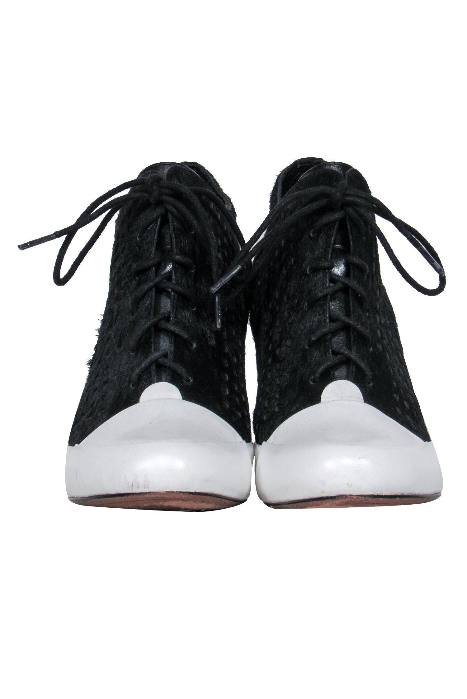 Derek Lam 10 Crosby - Stylish Black Perforated Ponyhair Sneakers Size 6.5