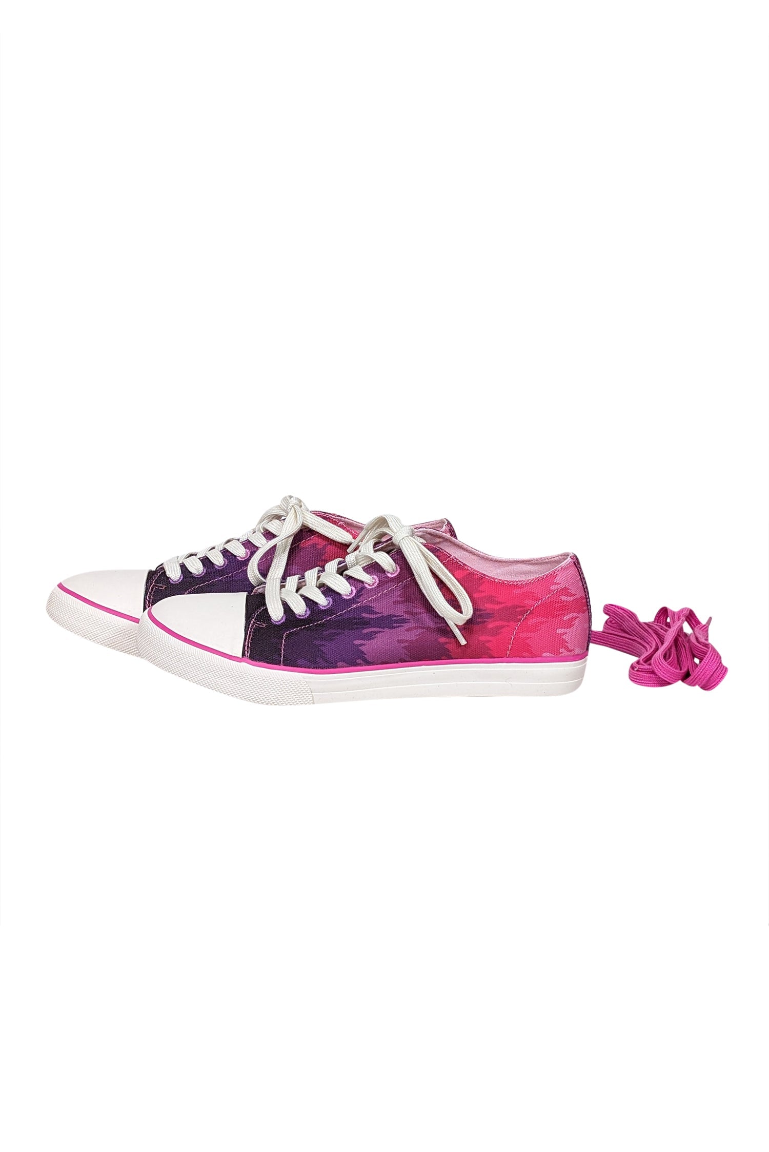 Bikkembergs Pink & Purple Tie-Dye Flame Print Sneakers - Size 9 - Add a Splash of Color!