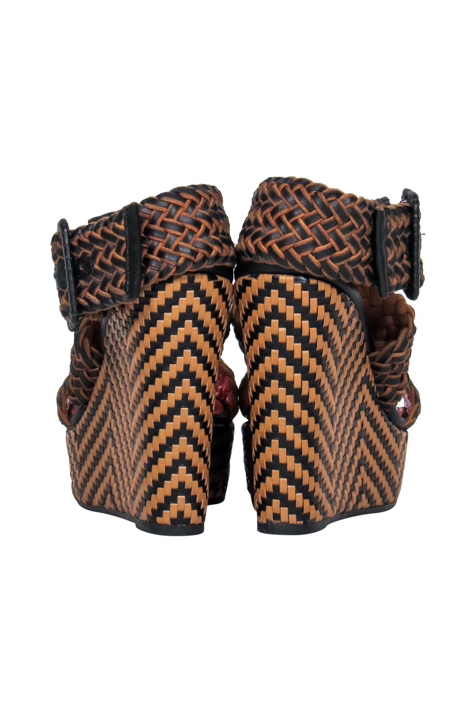 Via Spiga Black & Brown Woven Leather Wedge Sandals - Size 6: Elevate Your Summer!