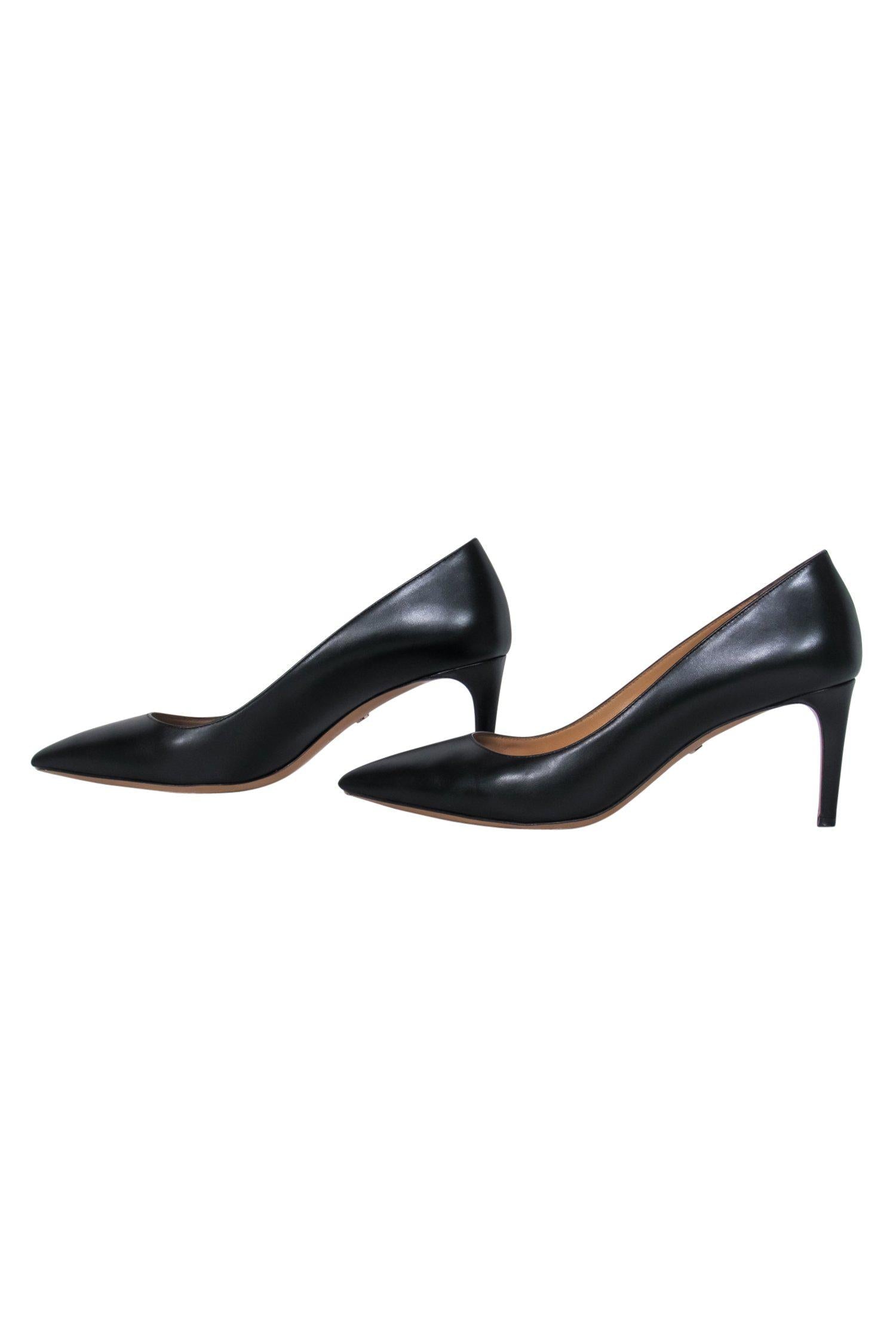 Bally's Stunning Black Leather Pointed Toe Elaise Pumps - Size 9.5