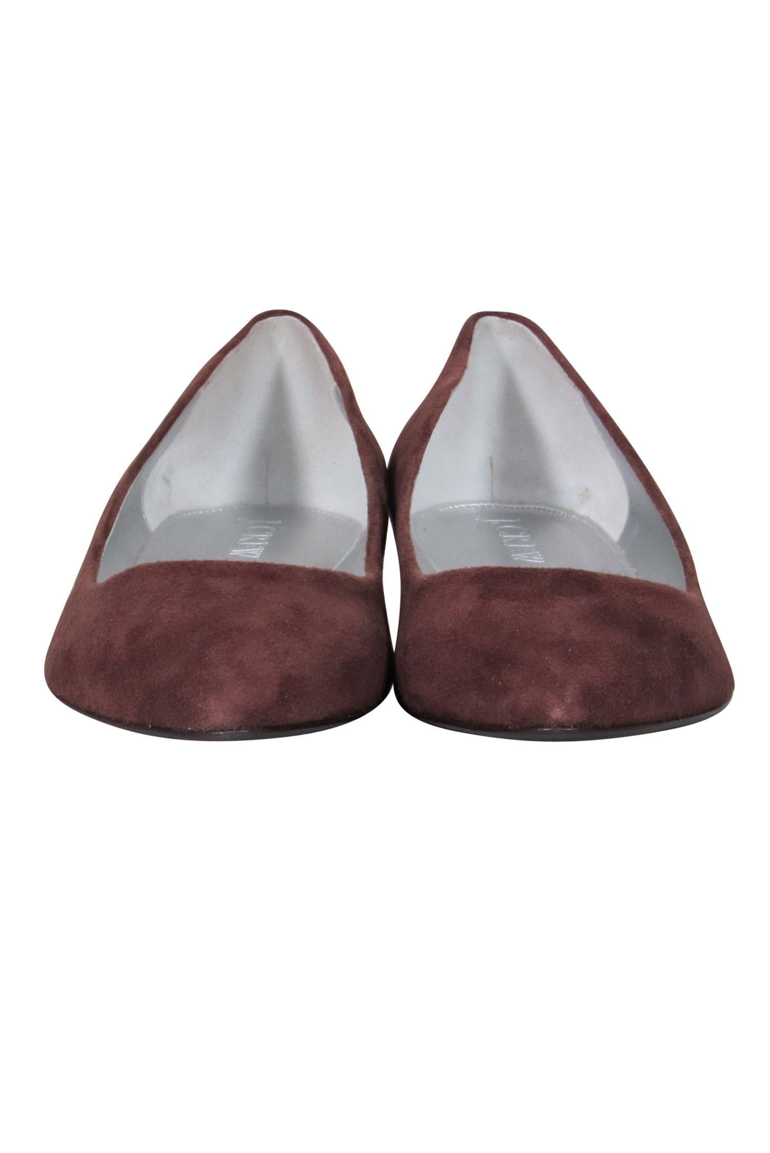 J.Crew's Irresistible Brown Suede Almond Toe Flats - Size 7