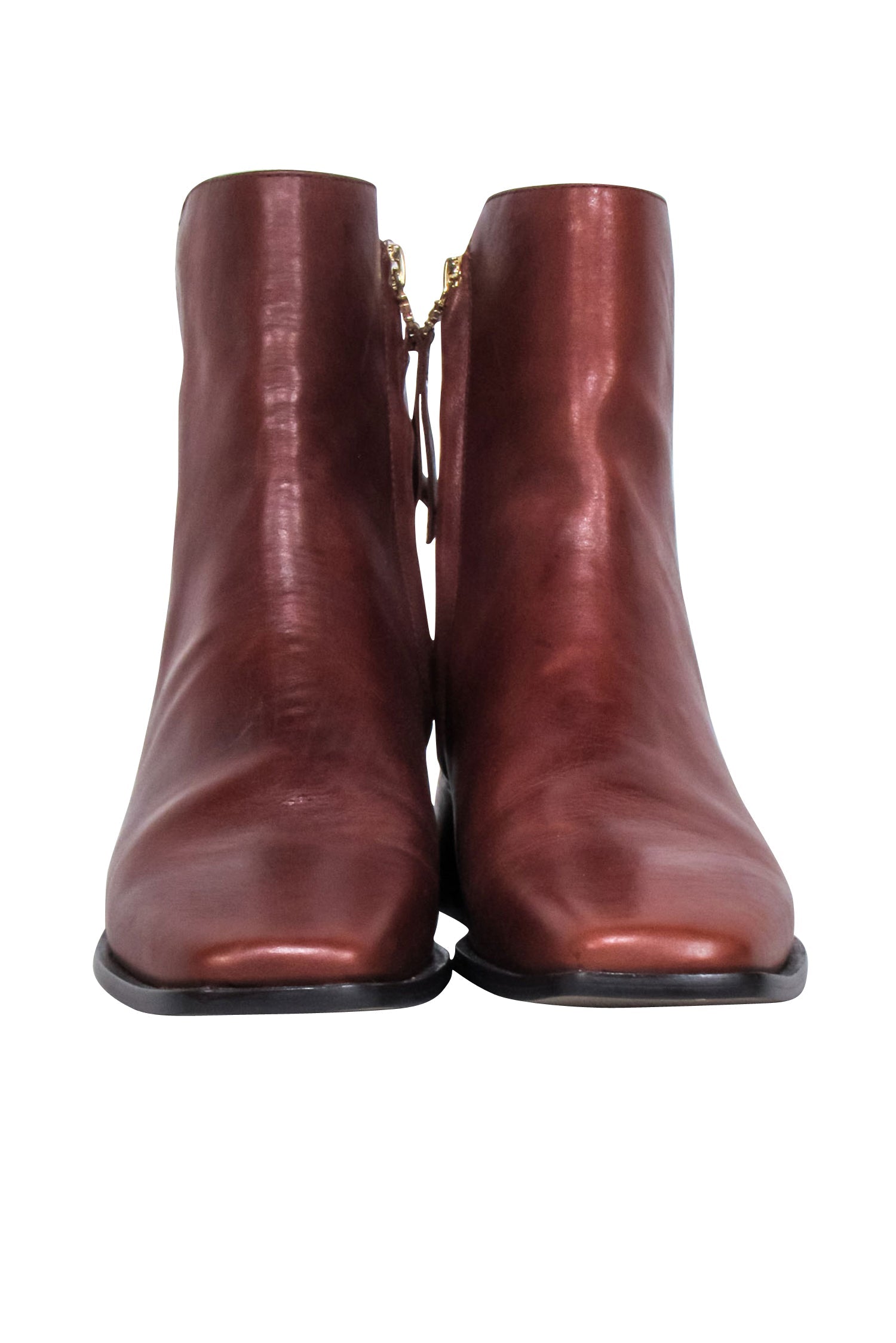 Sam Edelman Brown Leather Square Toe Short Boots - Size 8: Step Out in Style!