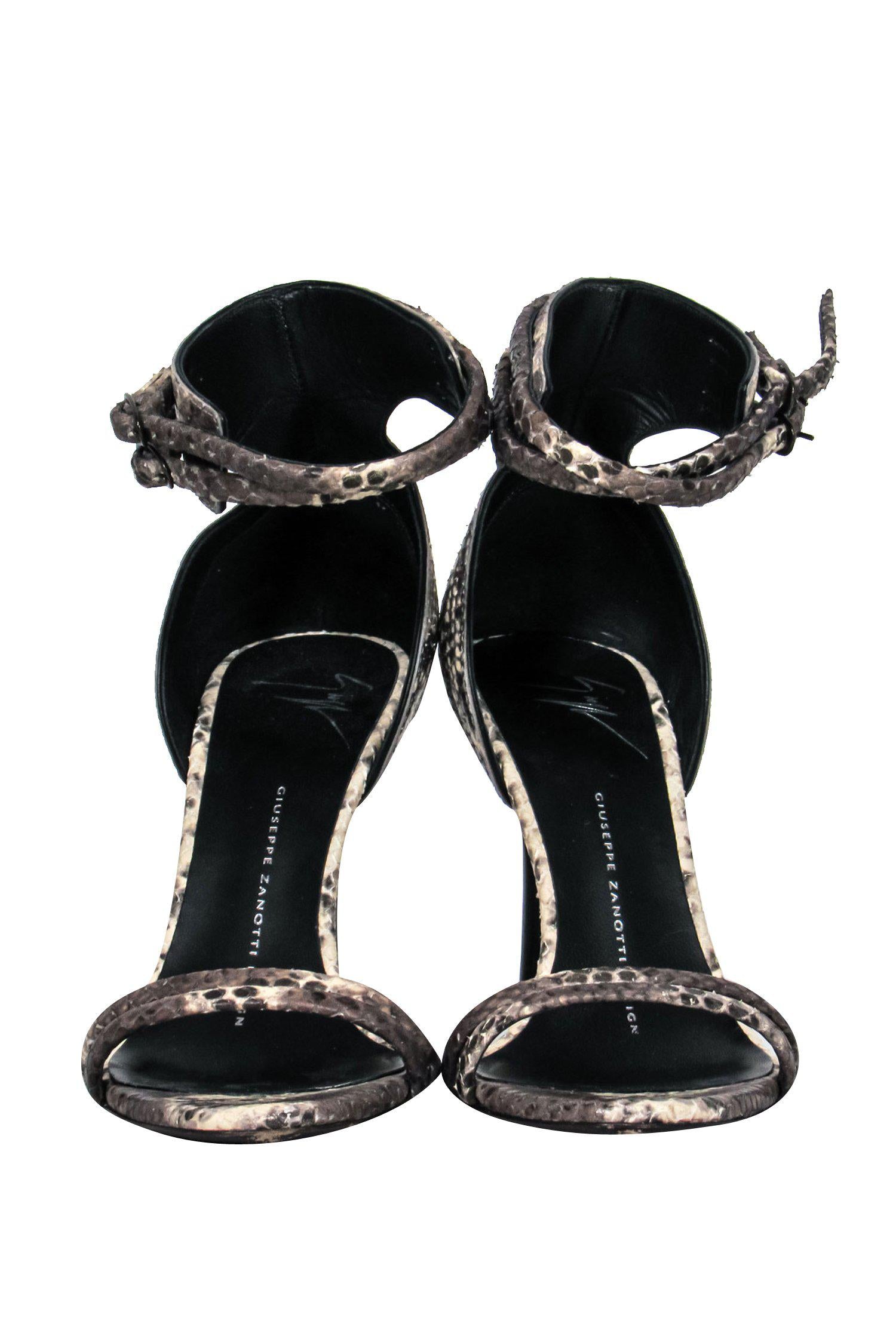 Giuseppe Zanotti - Stunning Beige & Grey Snakeskin Strappy Pumps in Size 6