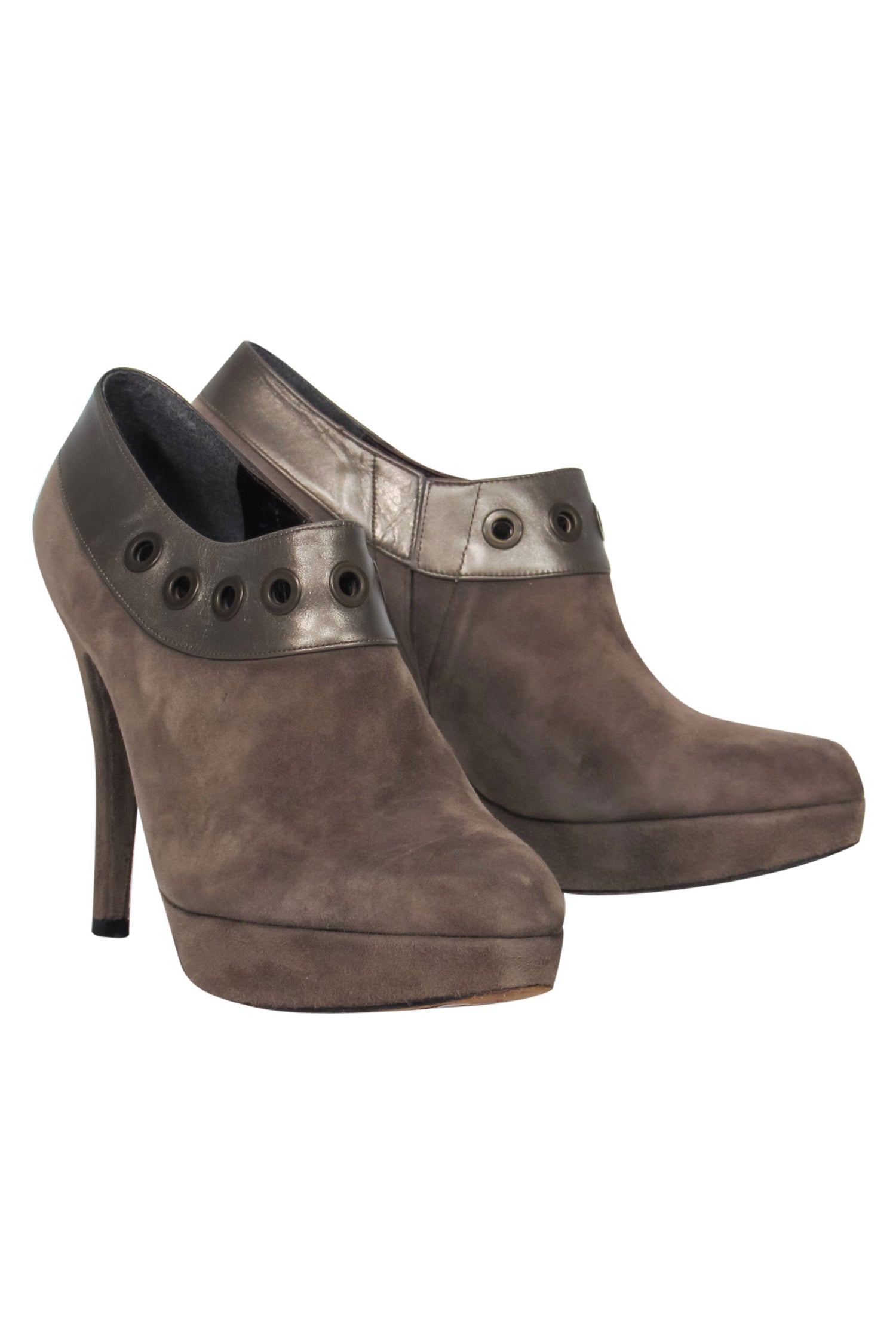 Stuart Weitzman Taupe Suede Heeled Platform Booties: Unleash Your Inner Rebel, Size 5.5