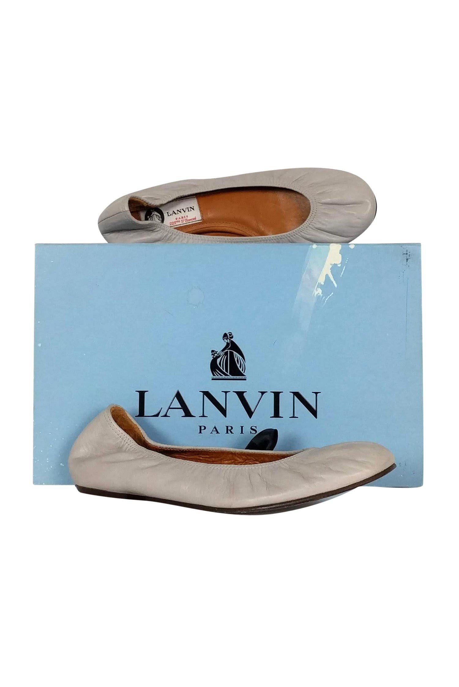 Lanvin's Stunning Light Grey Leather Ballet Flats - Size 6