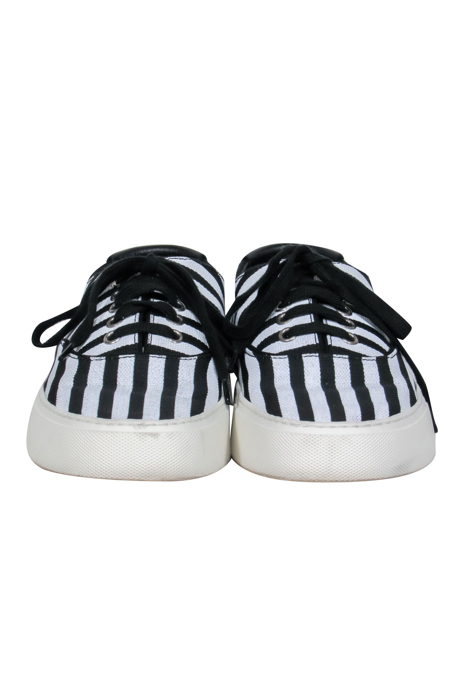 Saint Laurent Black & White Stripe Low Top Sneakers - Size 7.5