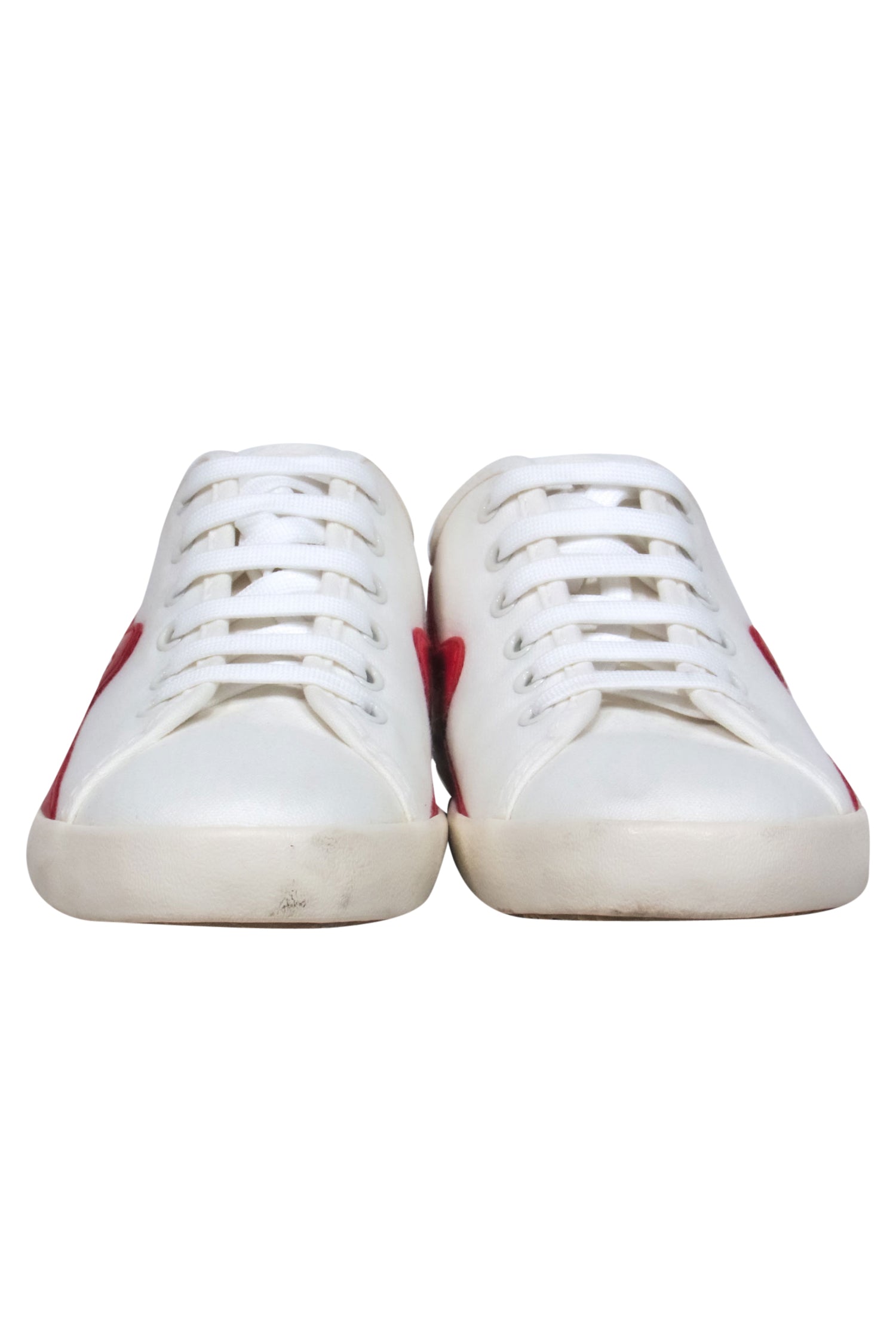 Rag & Bone's Stylish White Canvas Sneakers with Red Zig-Zag Stripe - Size 6.5