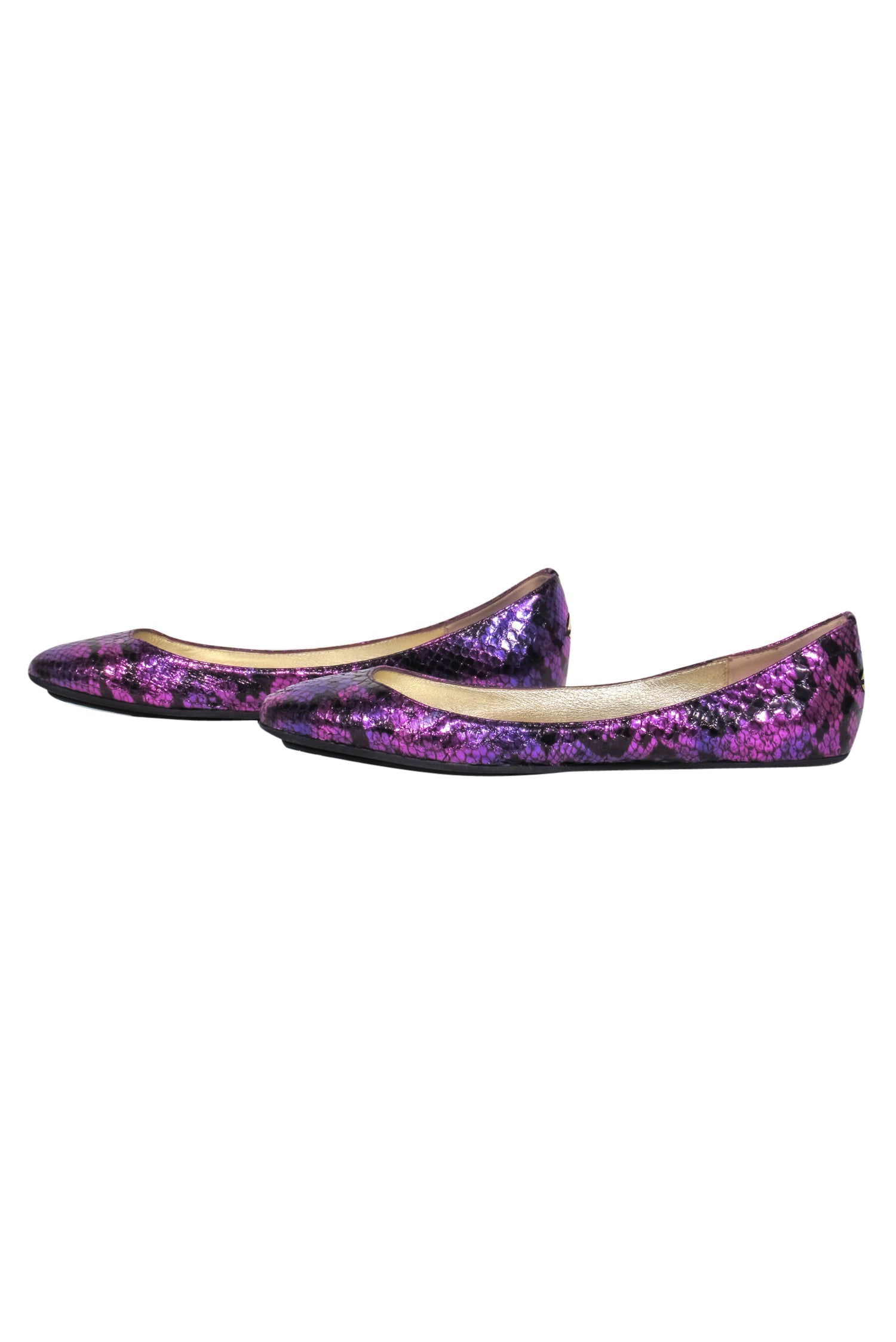 Jimmy Choo Purple Metallic Snakeskin Ballet Flats - Size 10.5 - Make a Bold Statement!