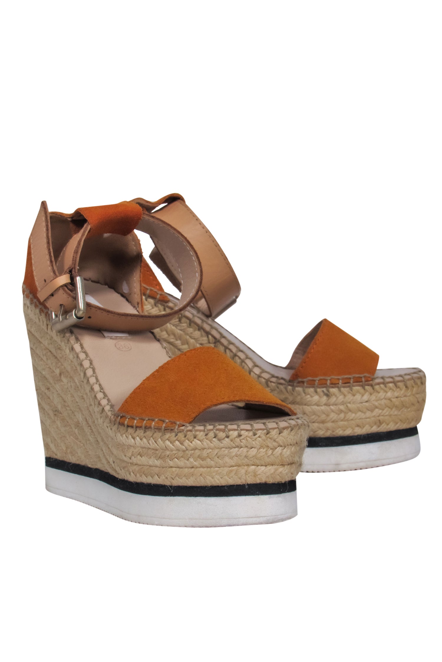 See by Chloe - Stunning Burnt Orange Suede Woven Platform Espadrilles in Size 6