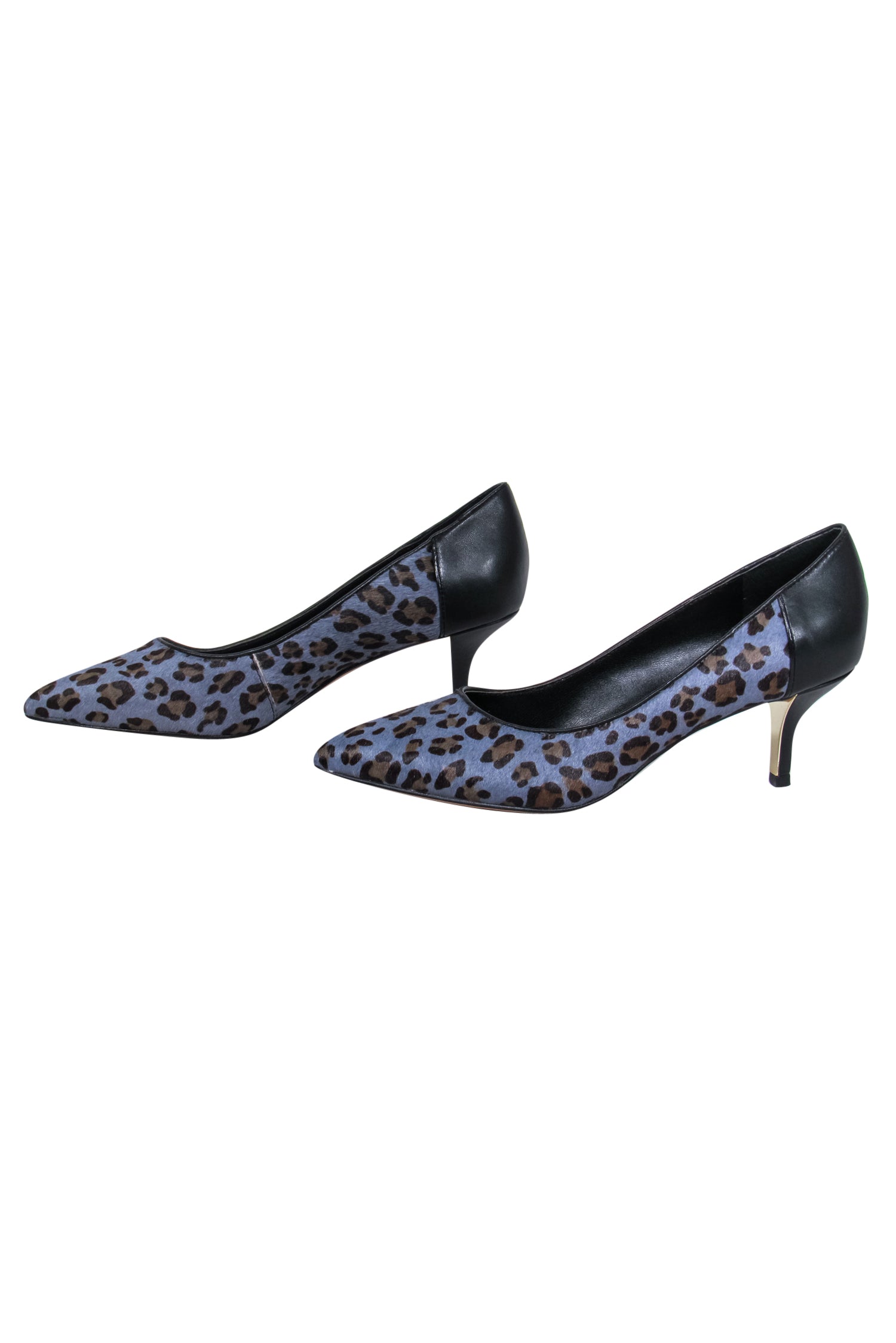 Nicole Miller Artelier - Stunning Blue & Grey Leopard Print Calf Hair Kitten Heels in Size 7