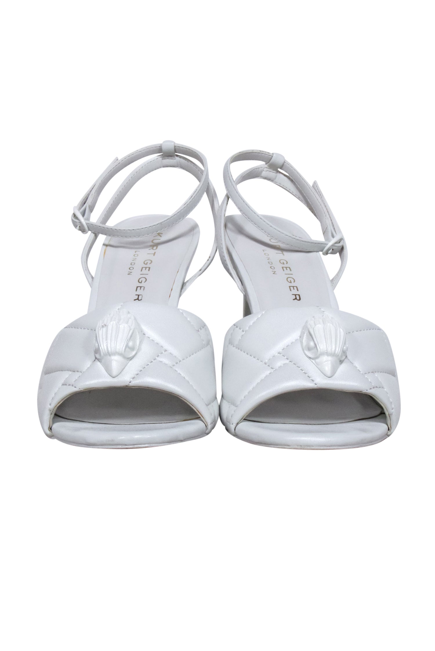 Kurt Geiger's Stunning White Leather Toe Detail Open Toe Pumps - Size 11