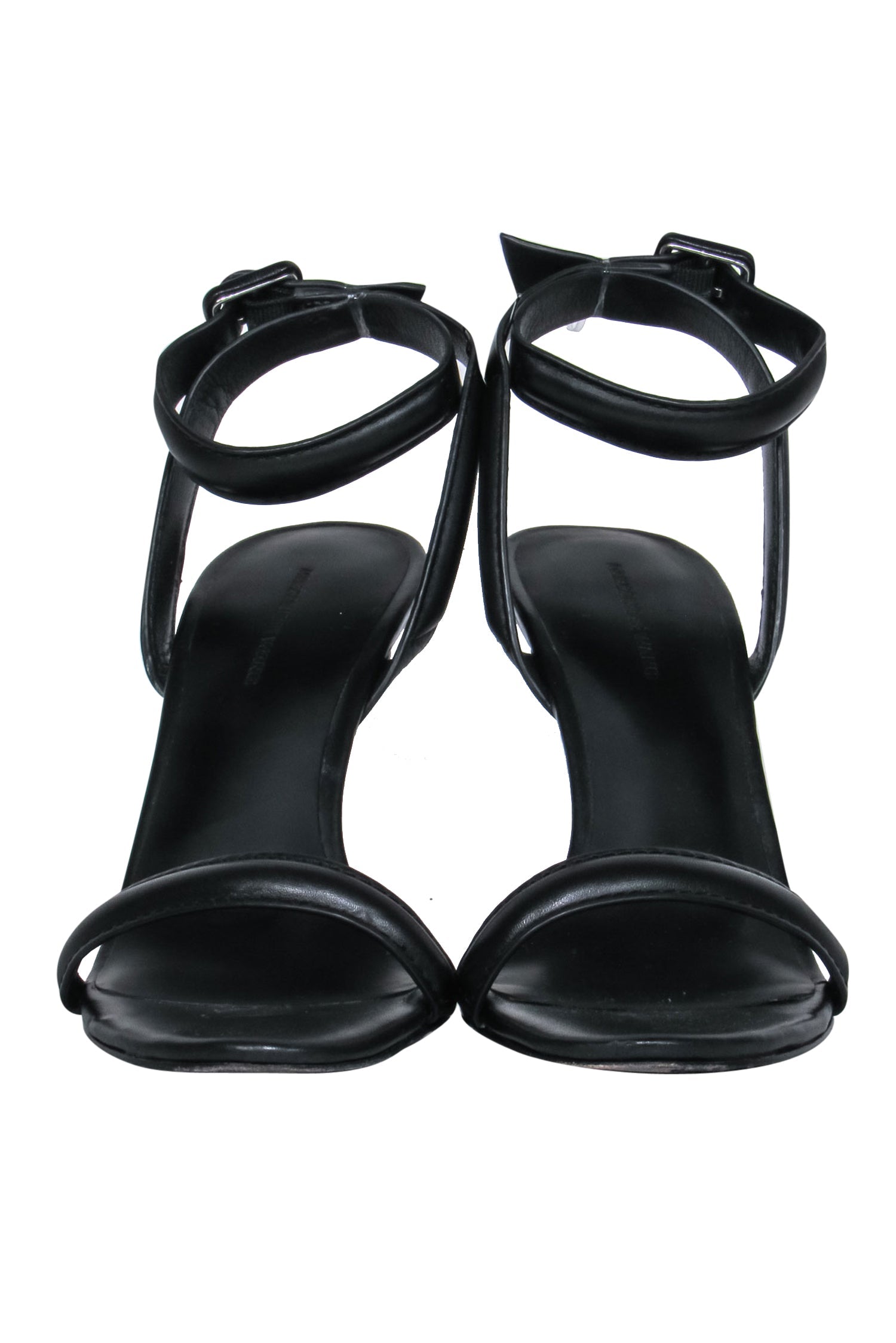 Alexander Wang - Stylish Black Leather Ankle Strap Open Toe Pumps, Size 7