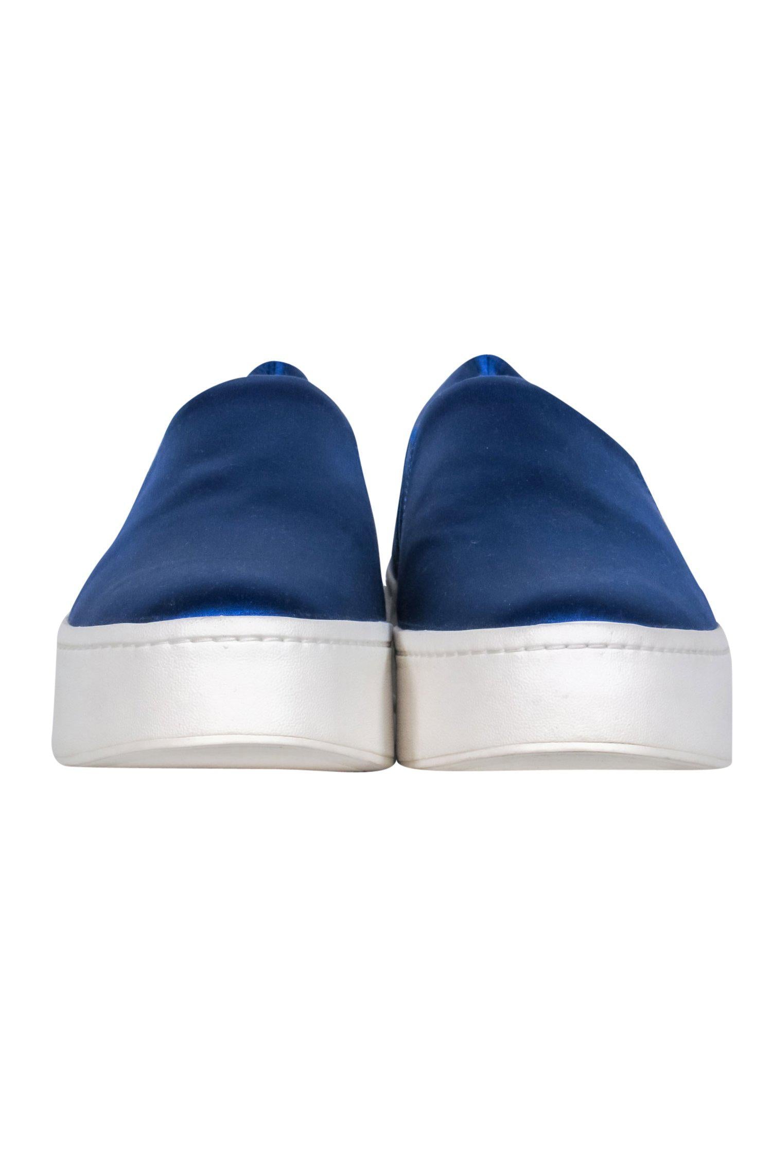 Vince Royal Blue Satin Slip-On Platform Sneakers - Size 7: Elevate Your Style!
