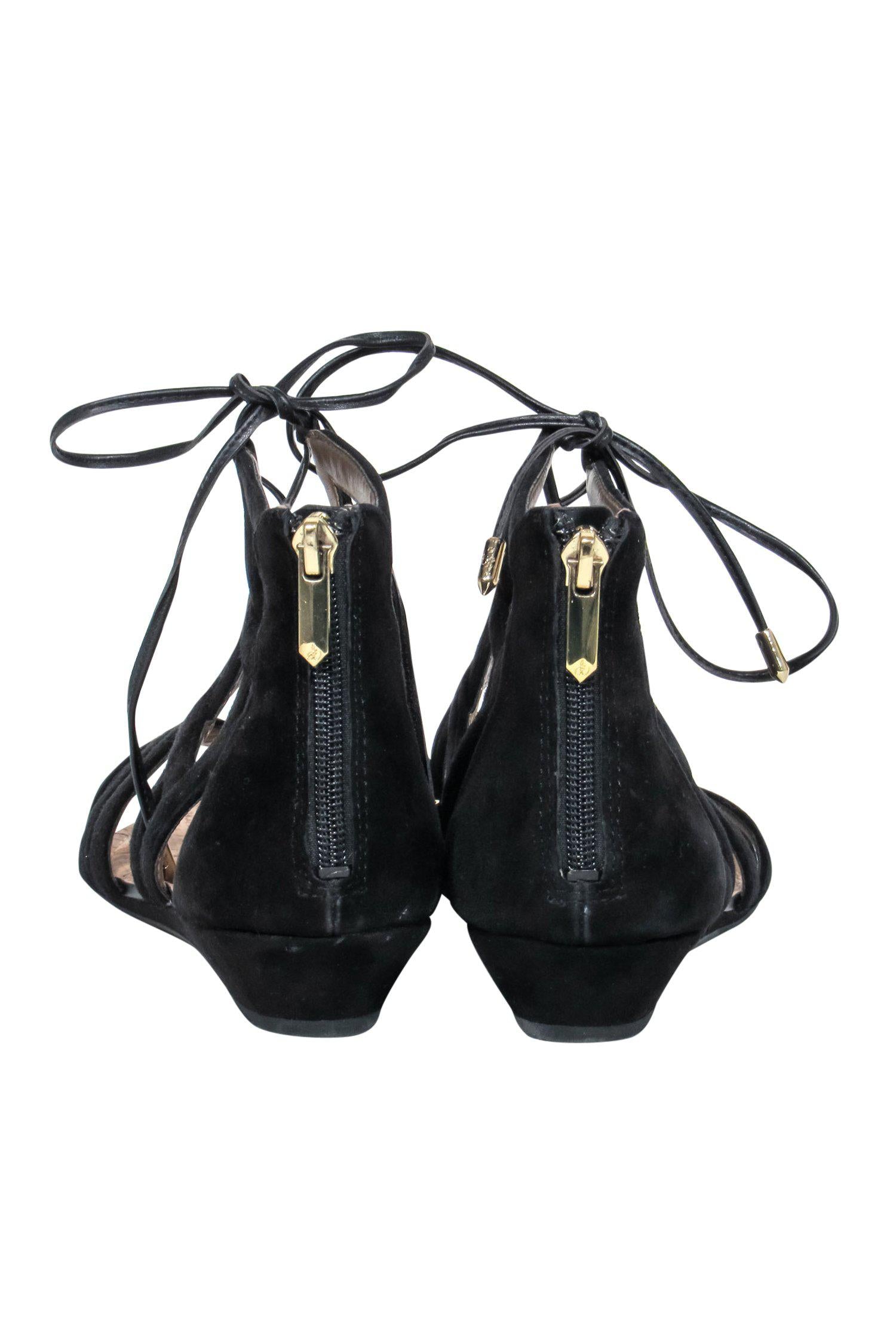 Sam Edelman's Stunning Black Suede Lace - Up Gladiator Sandals, Size 9