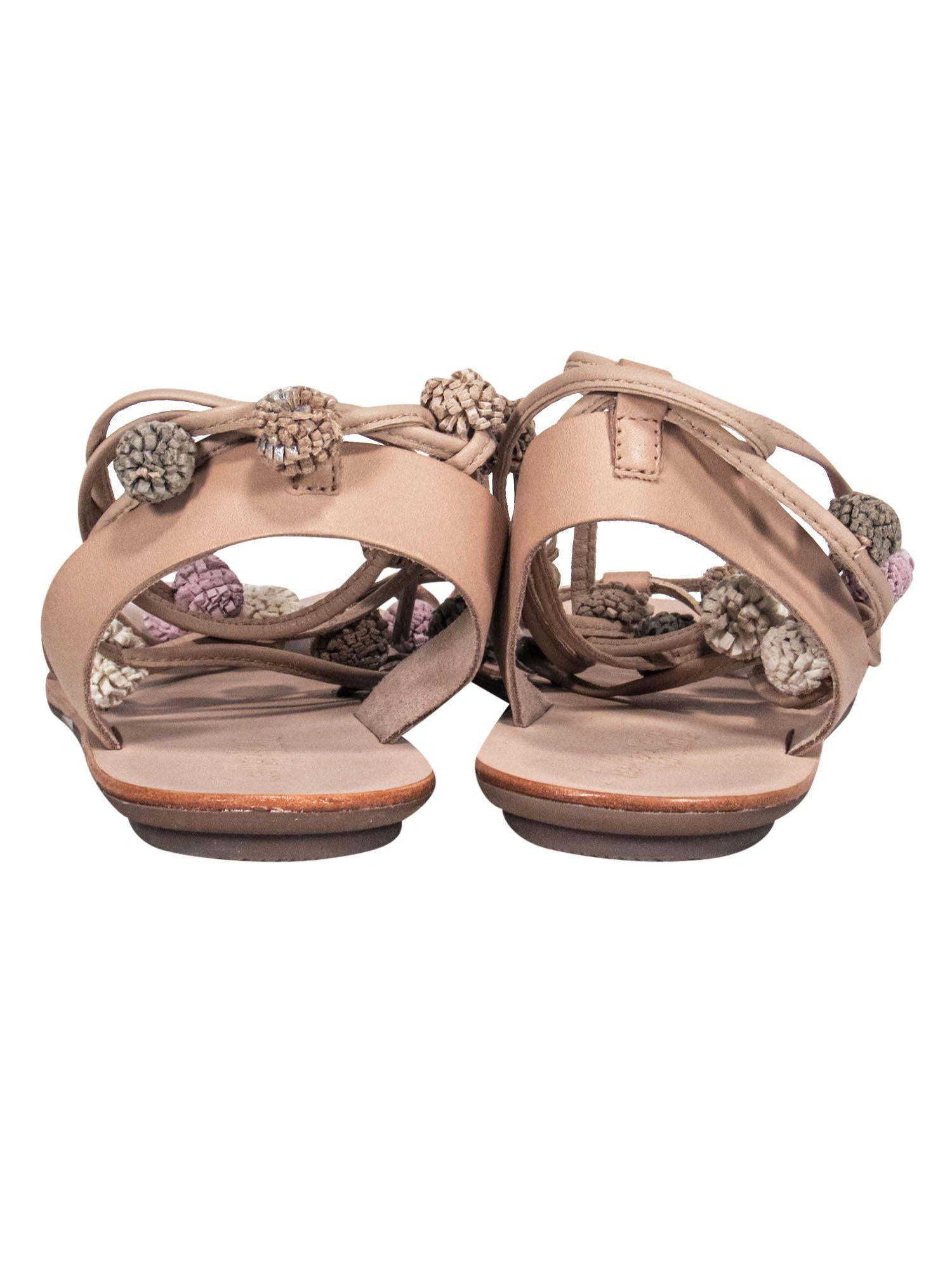 Loeffler Randall - Stunning Tan Strappy Sandals with Baubles, Size 7