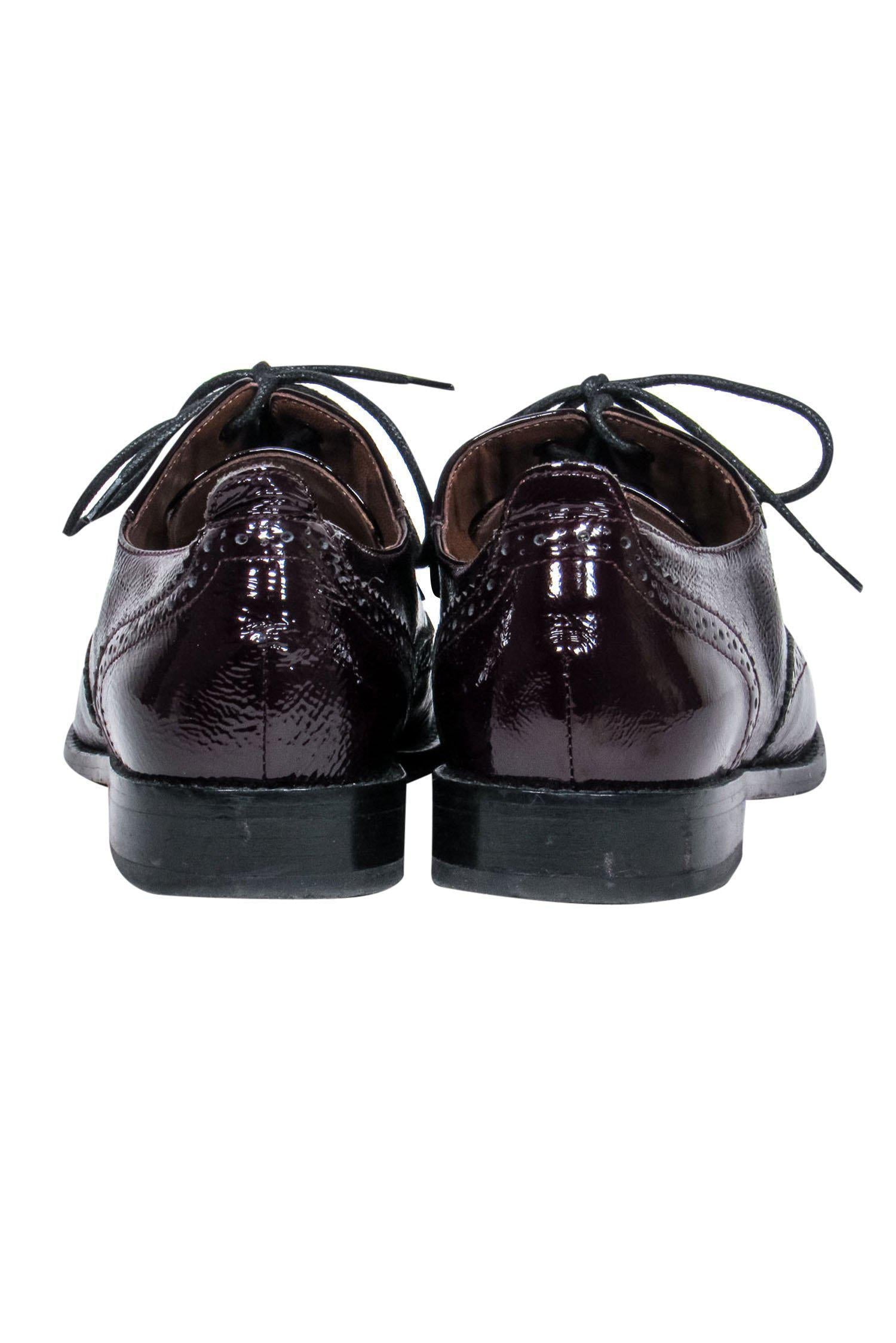 Aquatalia Dark Maroon Patent Oxfords - Size 6.5: Elevate Your Look!