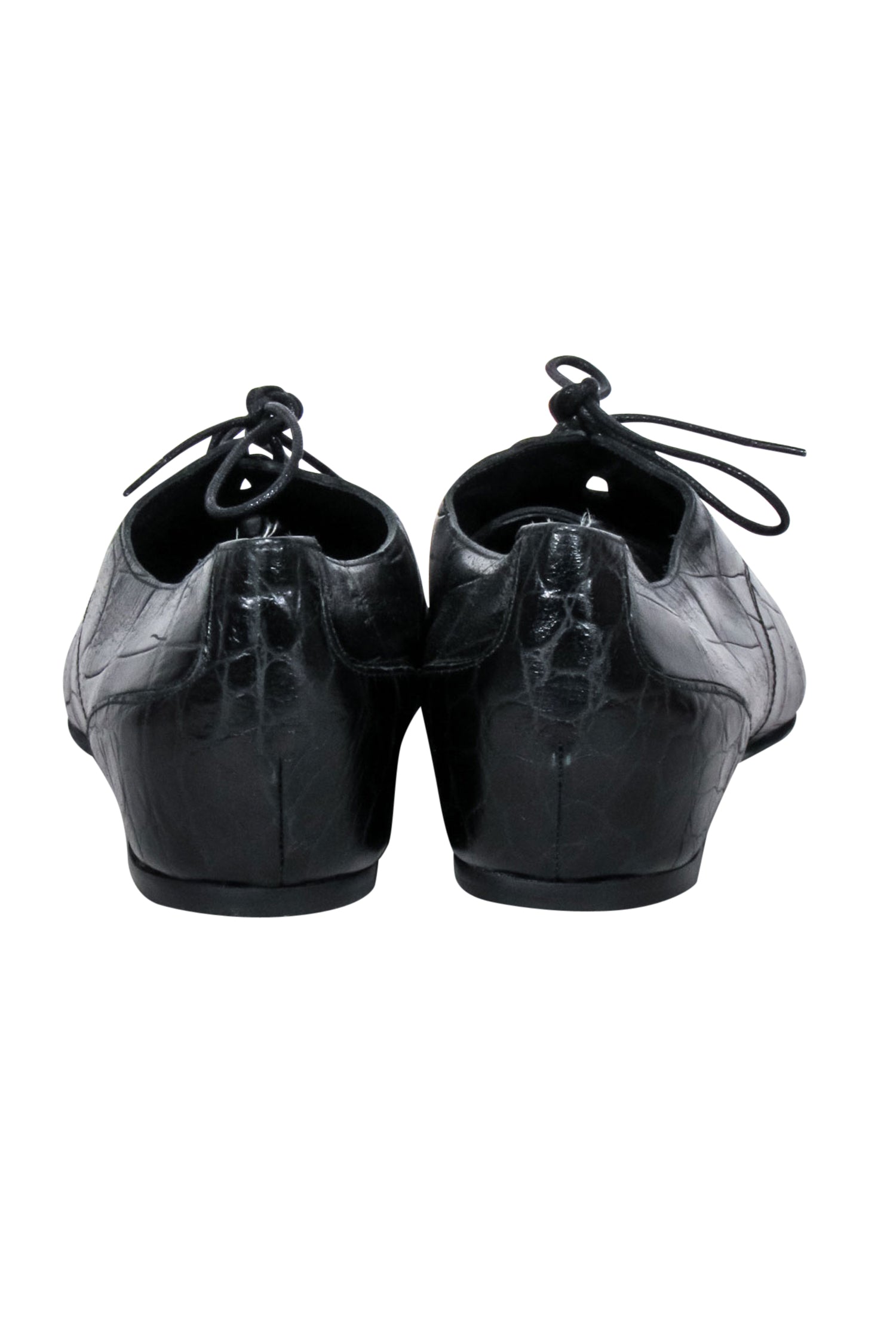 Stuart Weitzman Black Croc-Embossed Leather Flats - Size 8, A Must-Have!