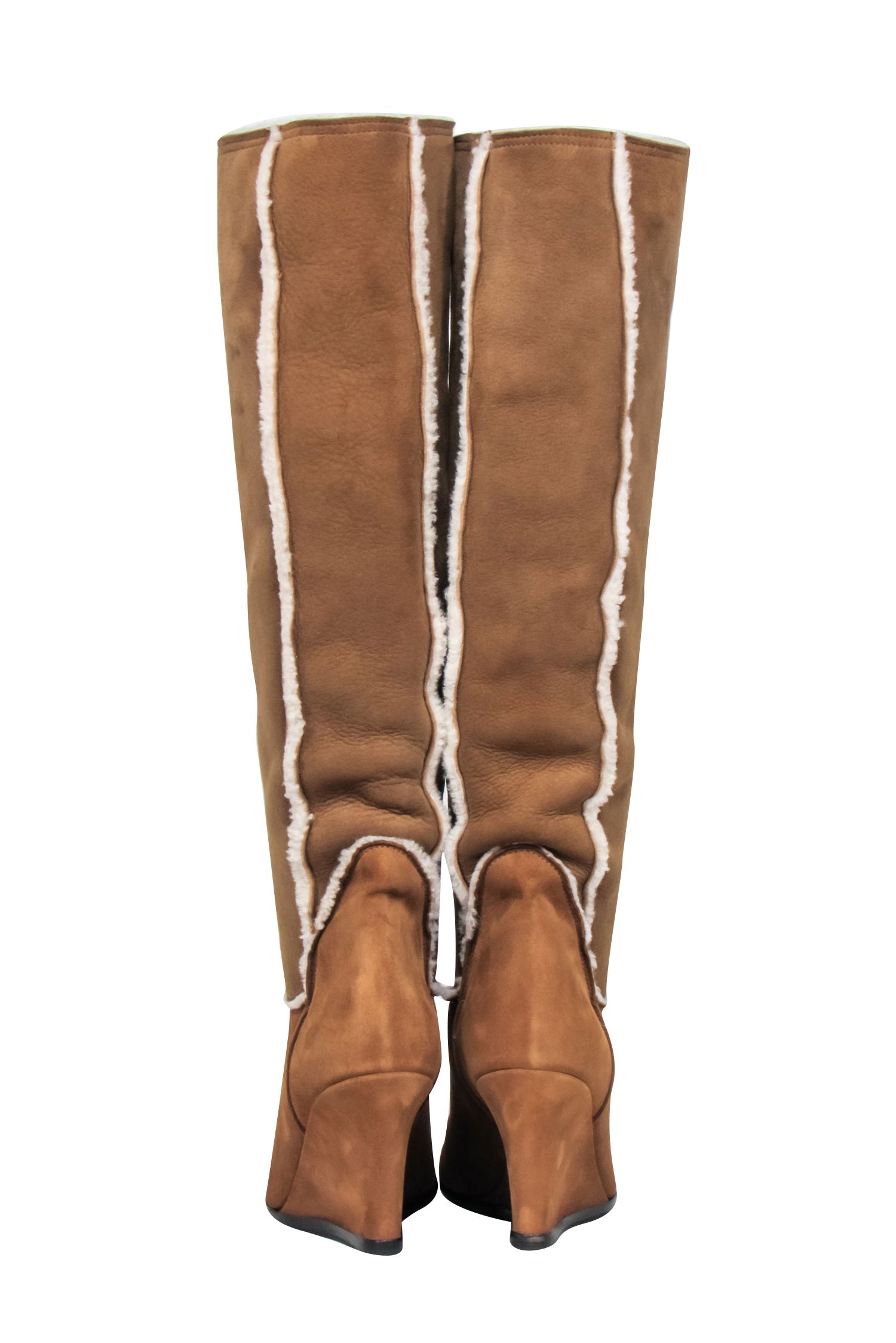 Lanvin Tan Shearling-Lined Wedged Boots - Size 9 - Stay Stylish in the Cold!