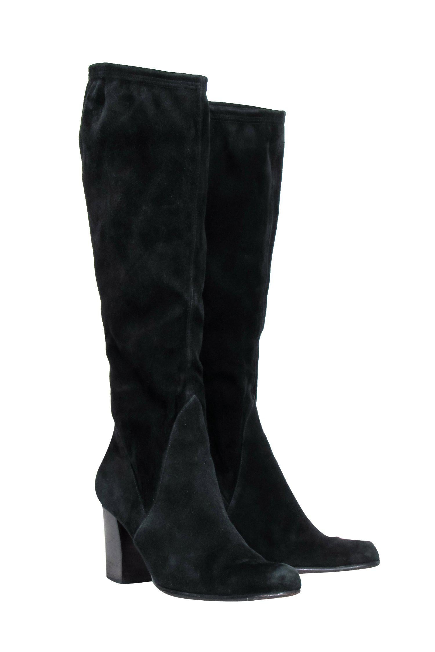 Ferragamo Black Suede Knee - High Heeled Boots Size 7: Chic Winter Essential