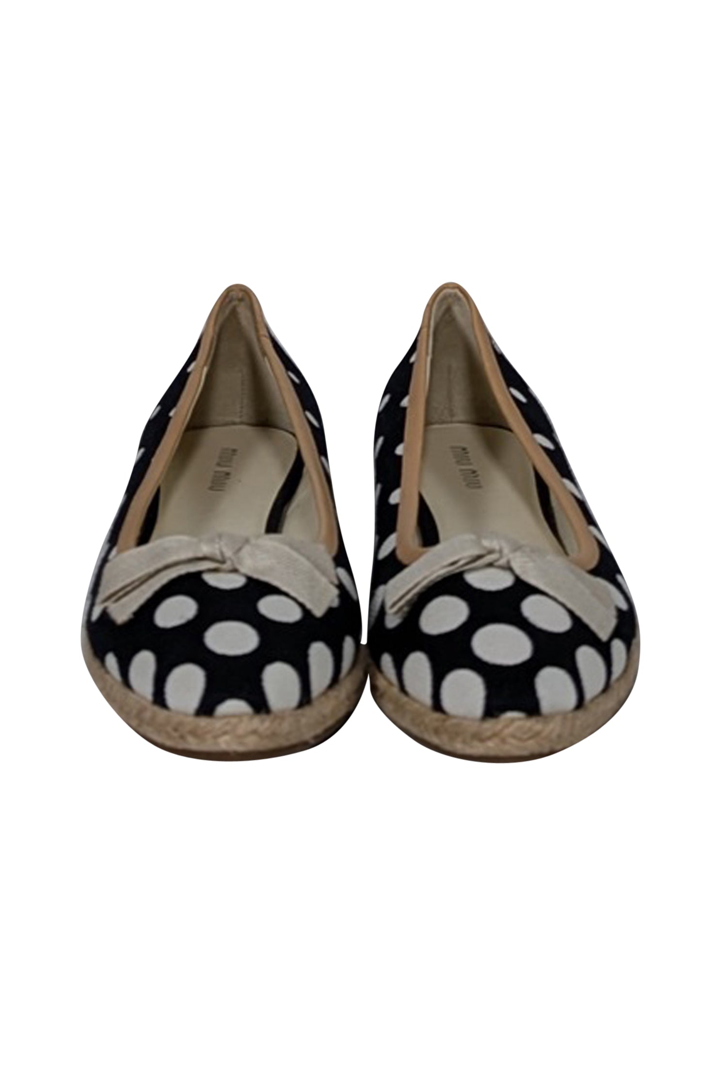 Miu Miu's Charming Black & White Polka Dot Espadrille Flats - Size 9