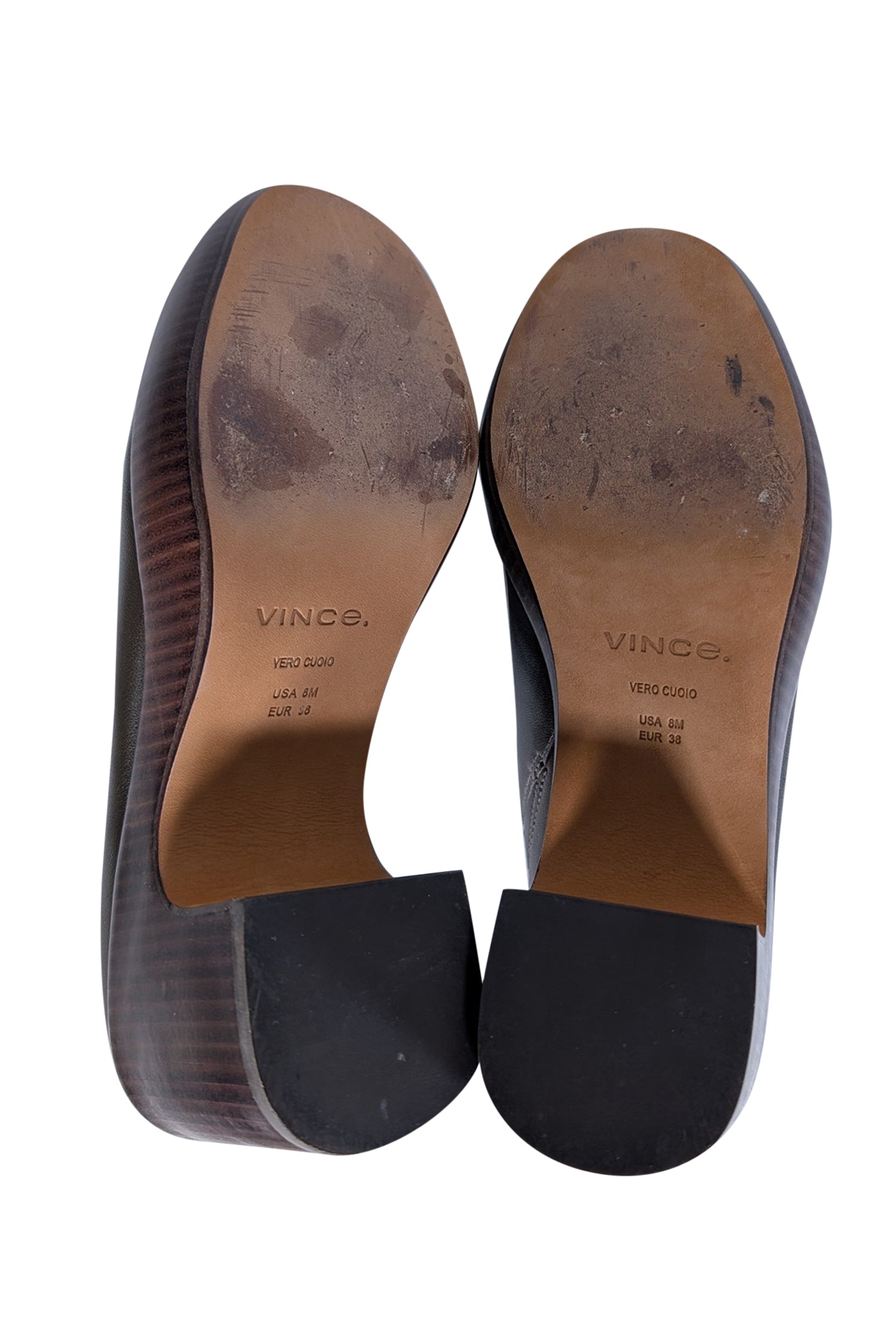 Vince Dark Brown Leather Luxury Mule Clogs - Size 8