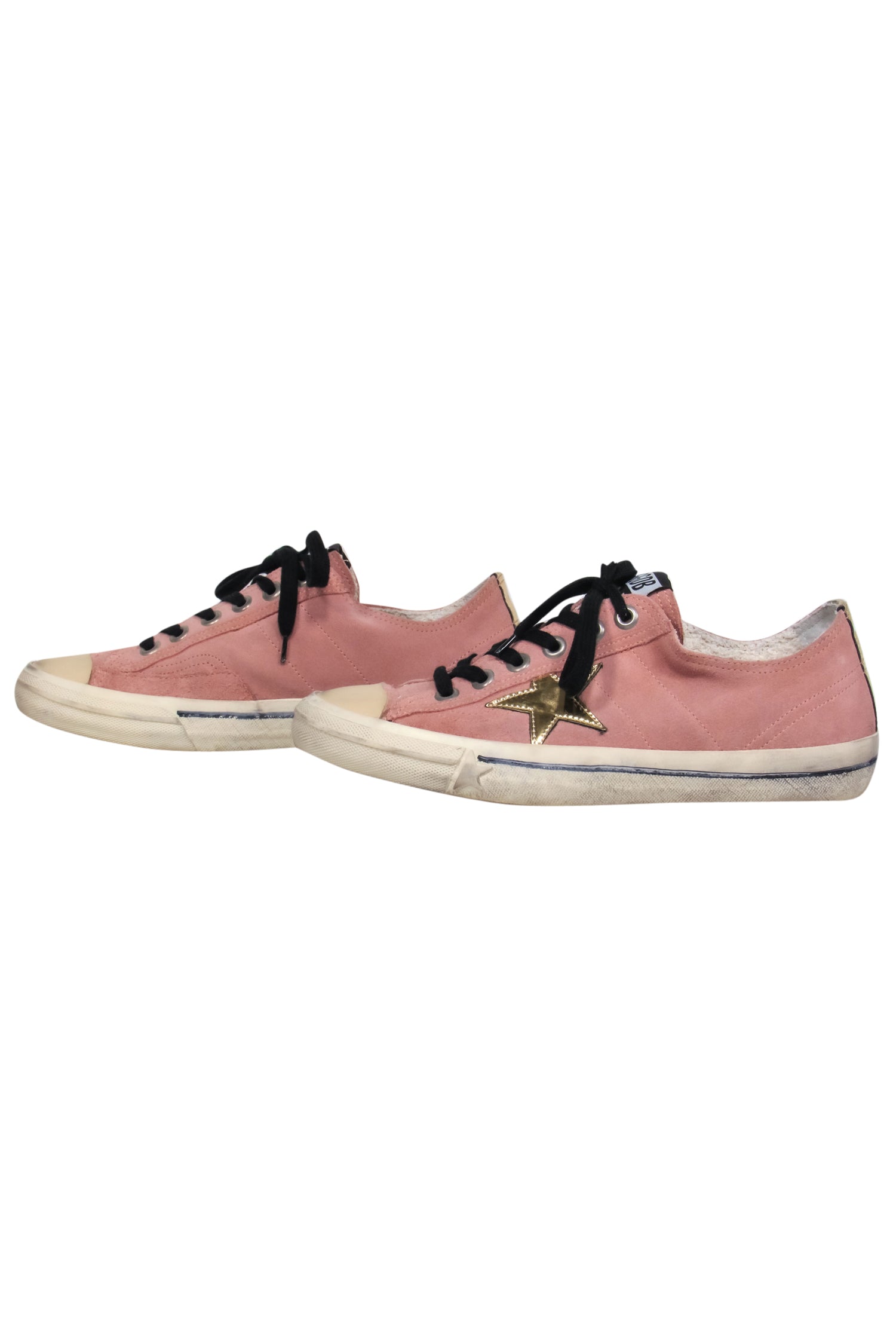 Golden Goose Light Pink Suede Star-Embellished Lace-Up Sneakers - Size 10
