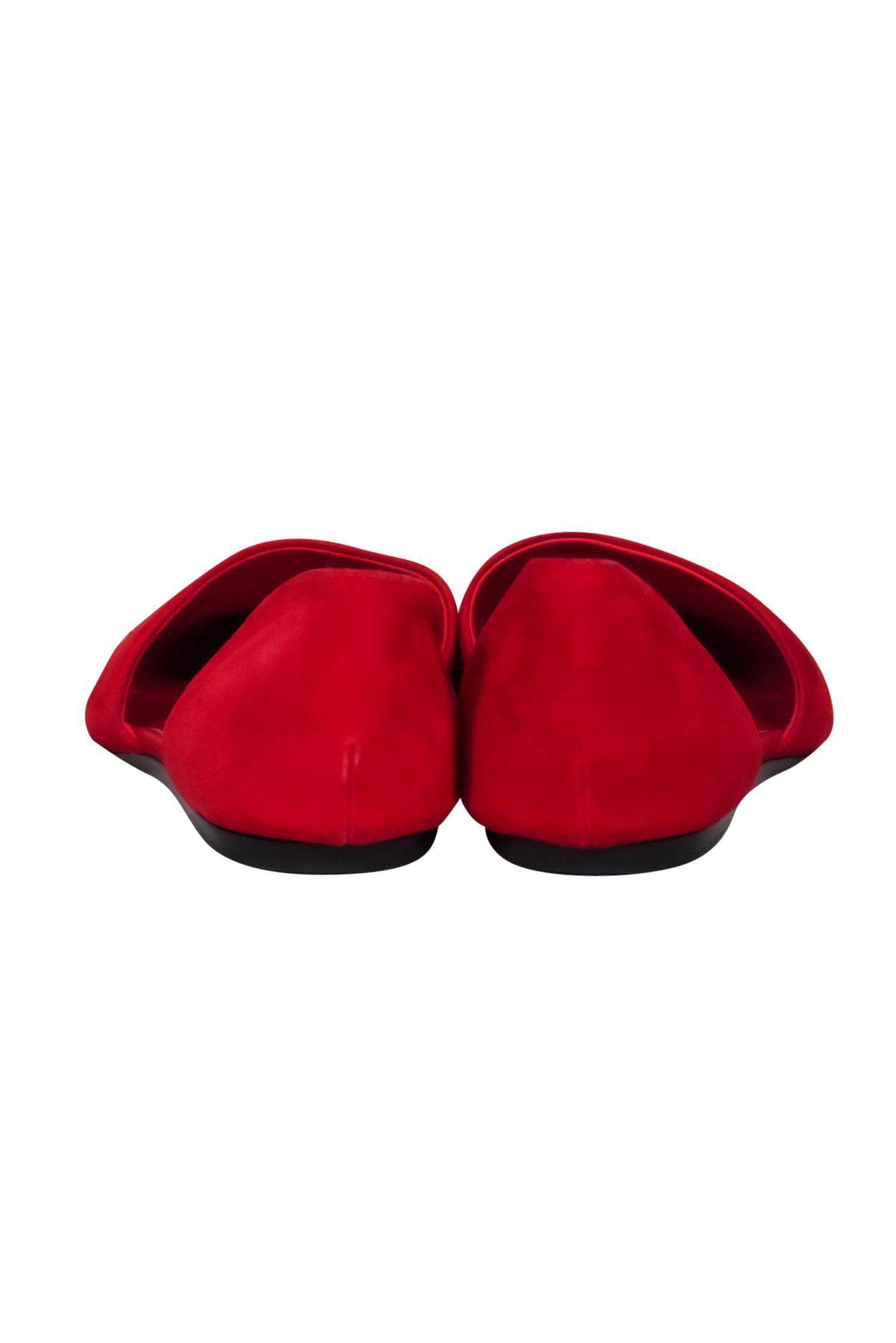 Jenni Kayne's Red Suede Pointed Toe Flats - Size 10: A Must-Have for Fashionistas!