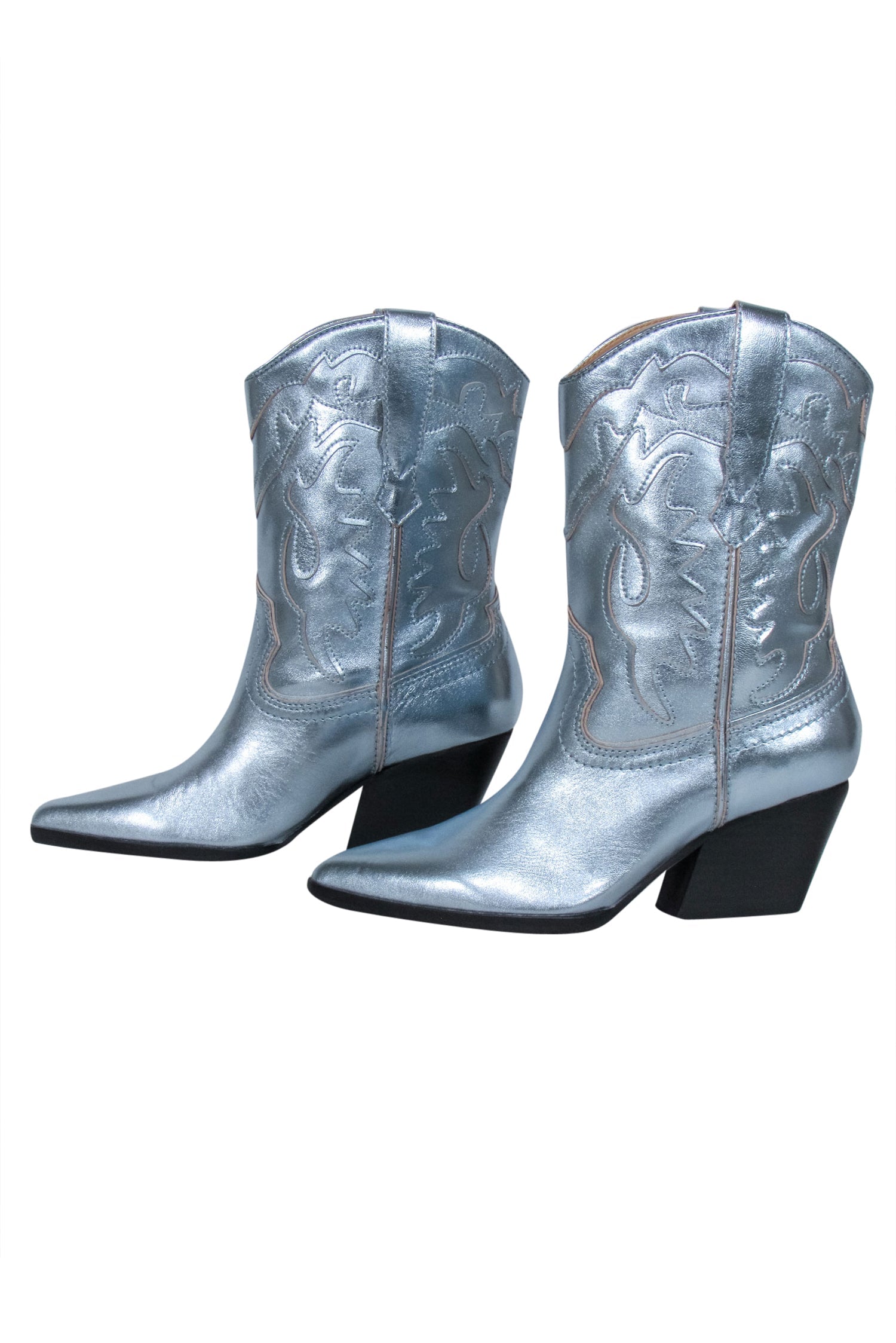 Dolce Vita Metallic Electric Blue Western Short Boots - Size 7.5