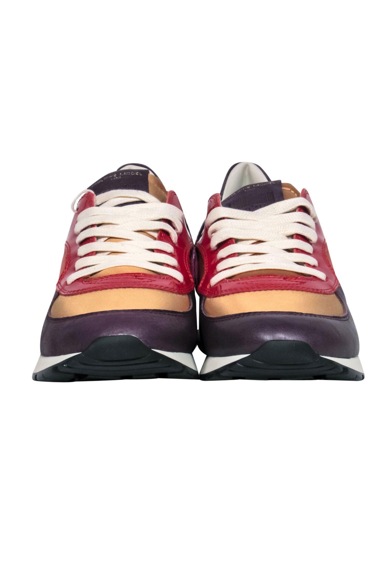 Philippe Model Purple & Multicolored 'Montecarlo' Colorblocked Sneakers - Size 7