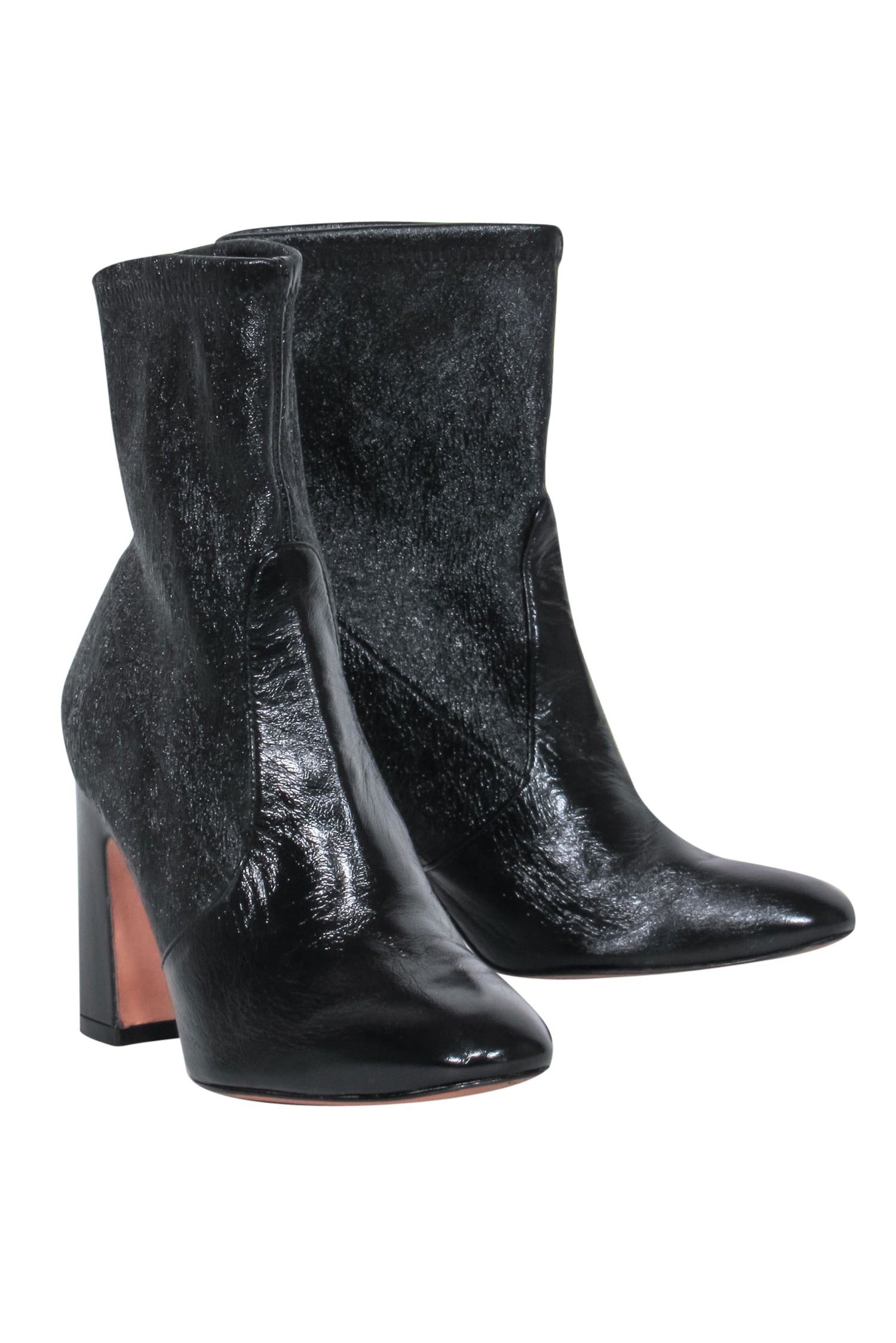 Stuart Weitzman Black Crackled Leather Block Heel Booties - Size 6: Elevate Your Autumn!