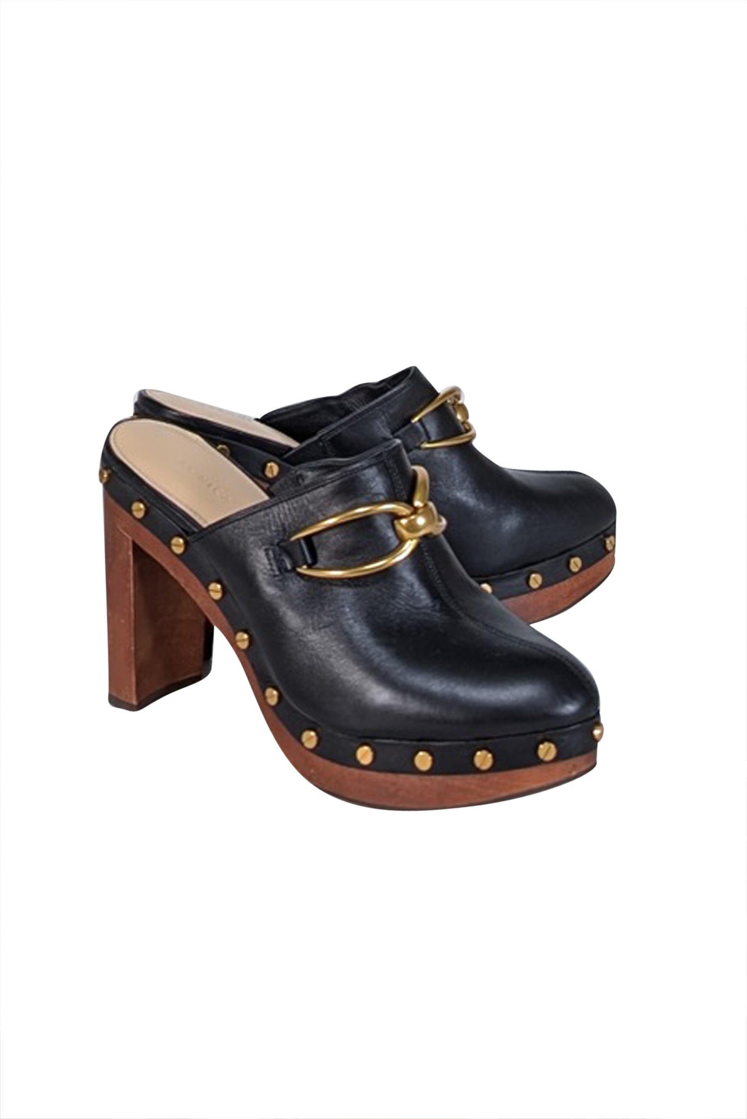 Veronica Beard's Stunning Black Leather Studded Clogs - Size 8.5