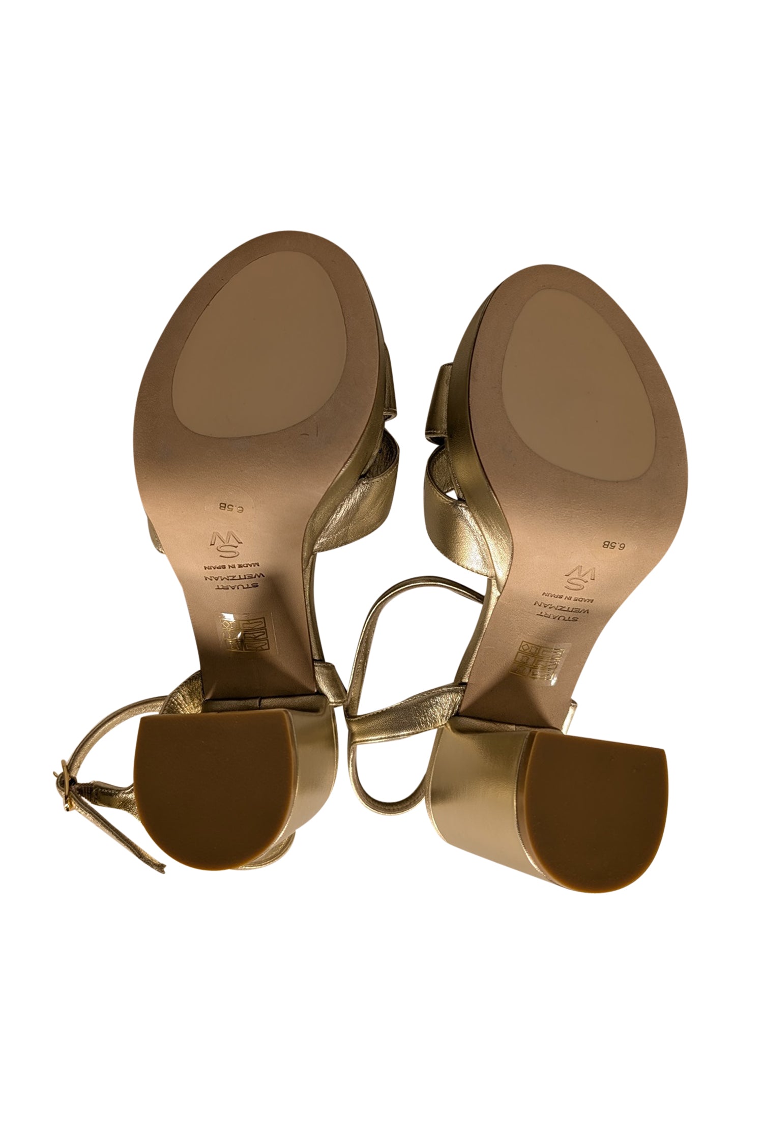 Stuart Weitzman's Glorious Gold Leather Platform Heels - Size 6.5