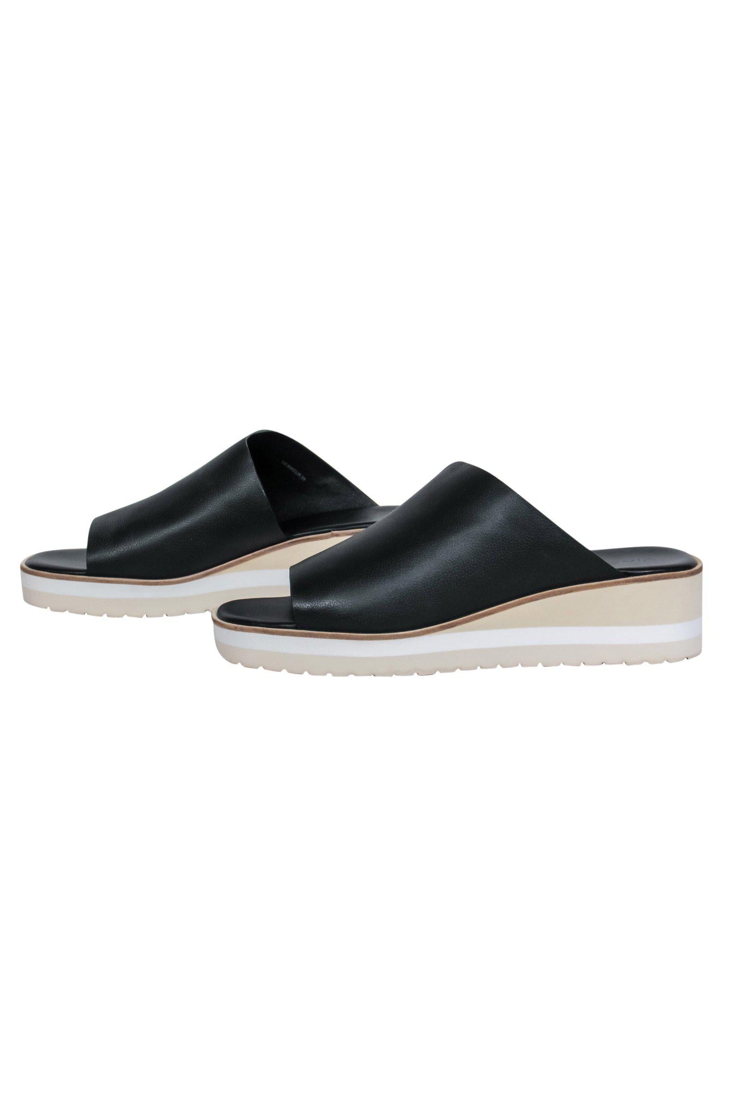 Vince Black Leather Slide Sandals - Size 9: Elevate Your Summer Style!