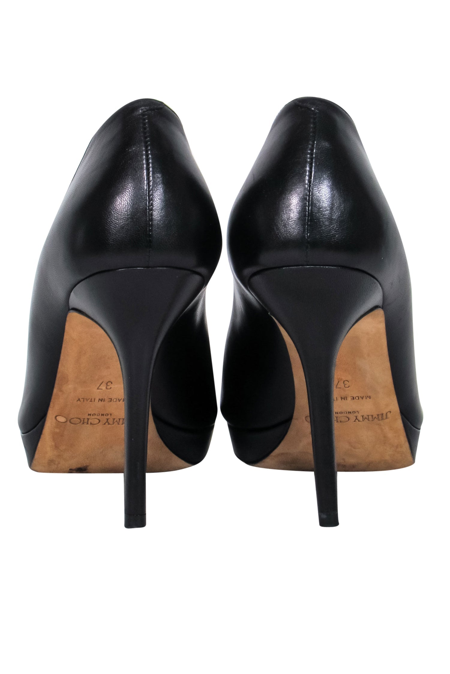Jimmy Choo Black Leather Peep Toe Pumps - Size 7: A Luxurious Must-Have!