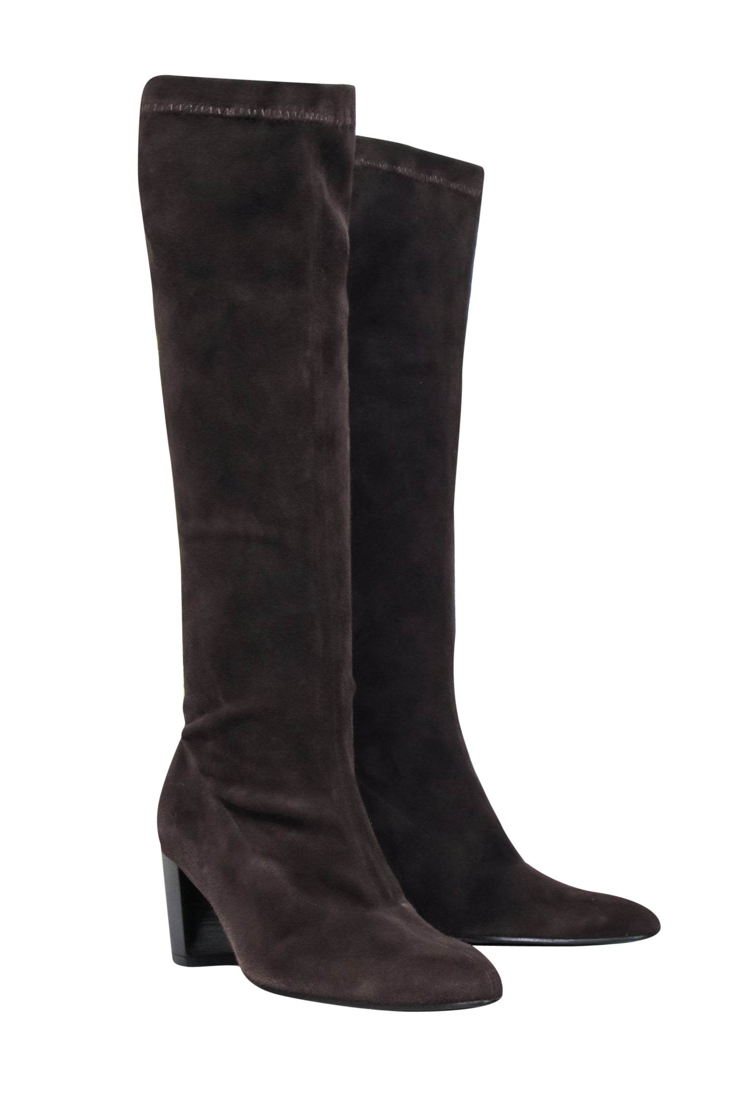 Robert Clergerie Chocolate Brown Suede Knee-High Block Heel Boots - Size 8: Chic Fall Must-Haves!