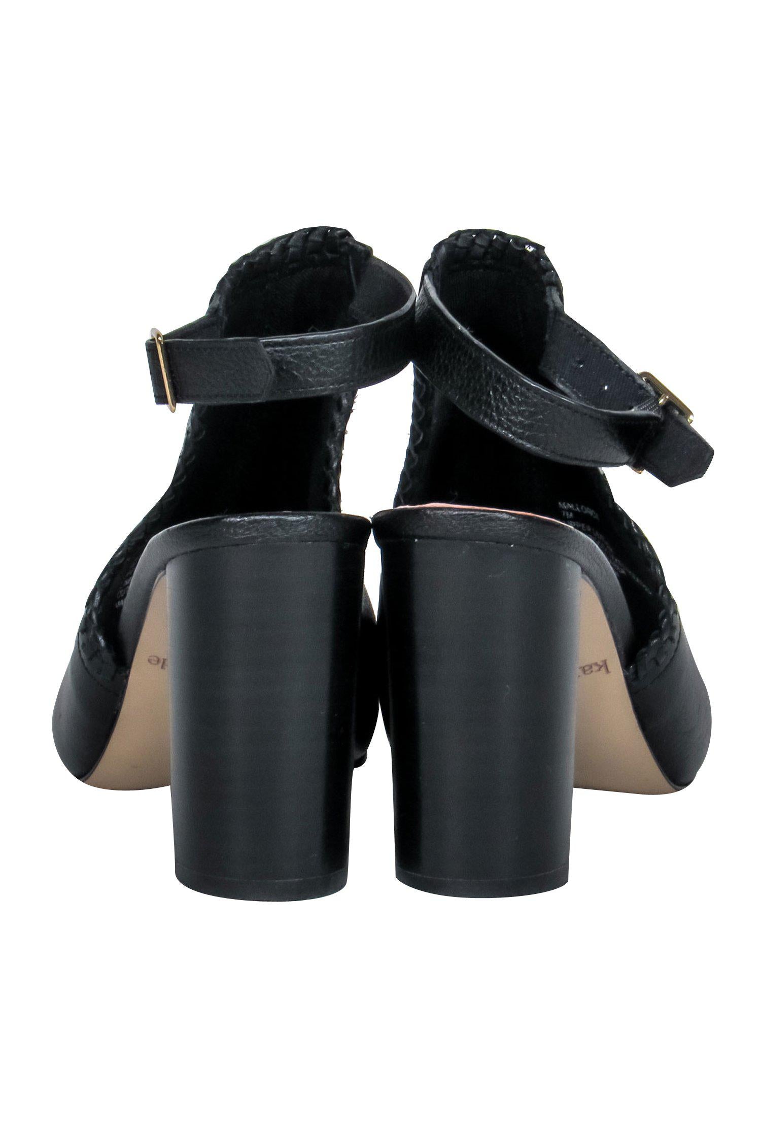 Kate Spade Stylish Black Leather Open Toe Mule Heels - Size 7