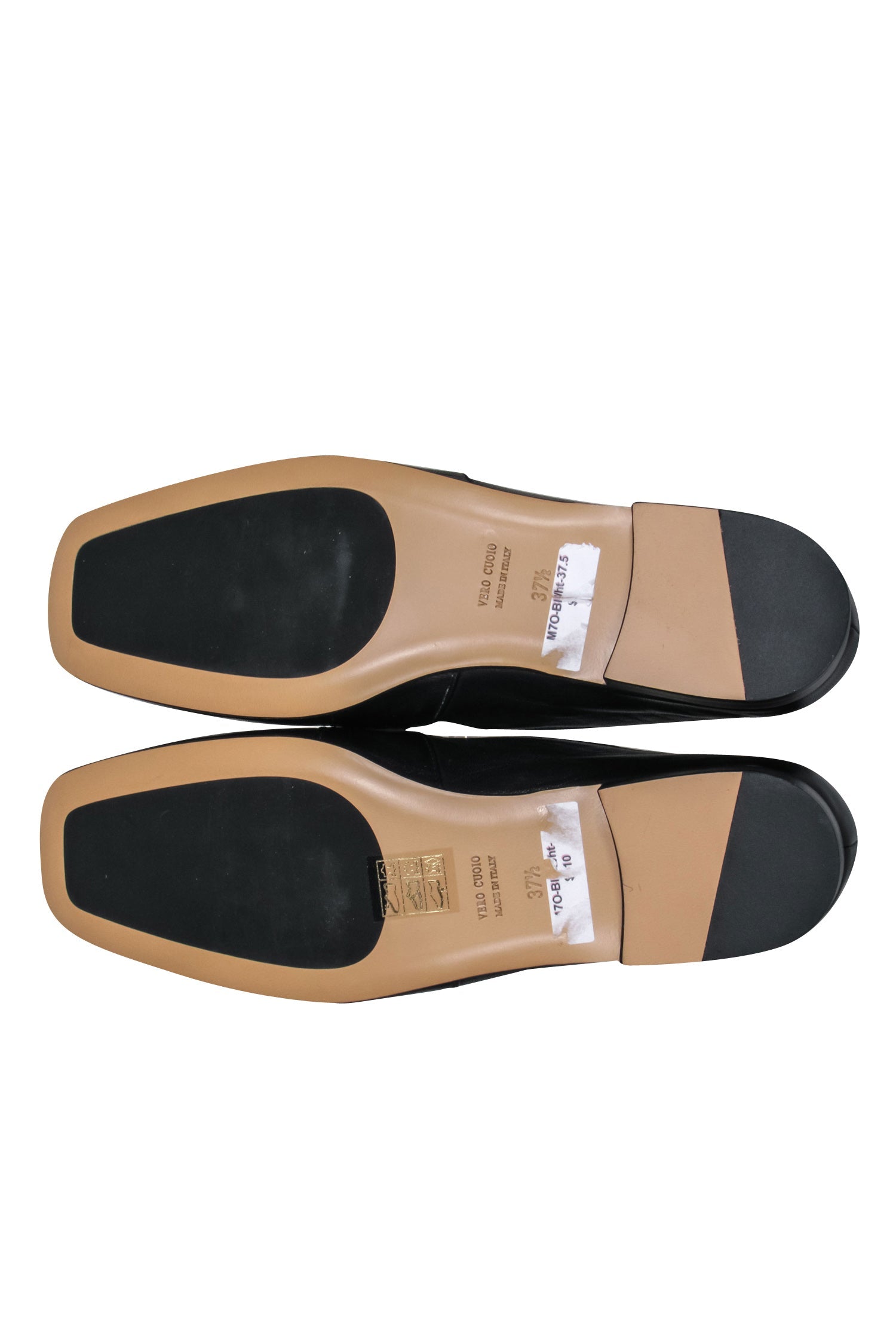 Mara Bini - Stunning Black & White Color Block Loafers with Gold Chain, Size 7.5