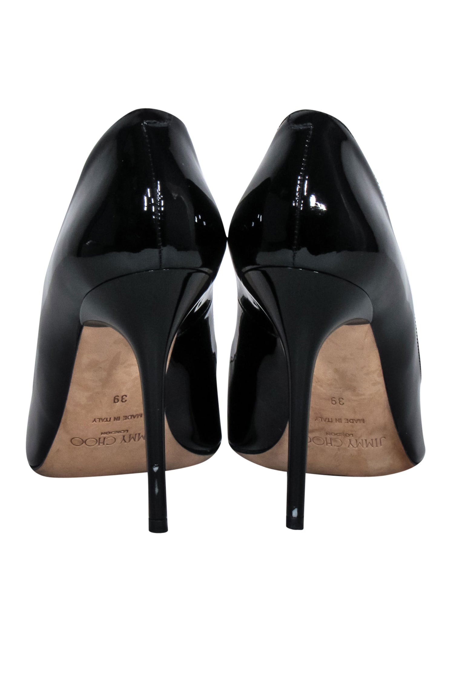 Jimmy Choo's Stunning Black Patent Leather Pointed Toe Pumps - Size 9