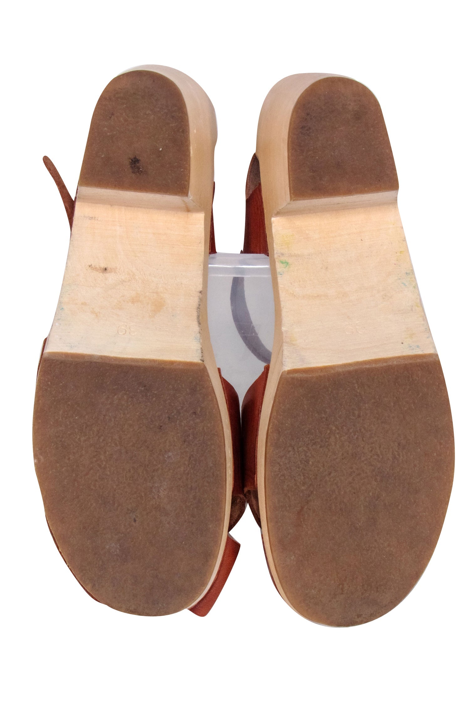 Swedish Hasbeens Brown Leather Strappy Heel Sandals - Size 9