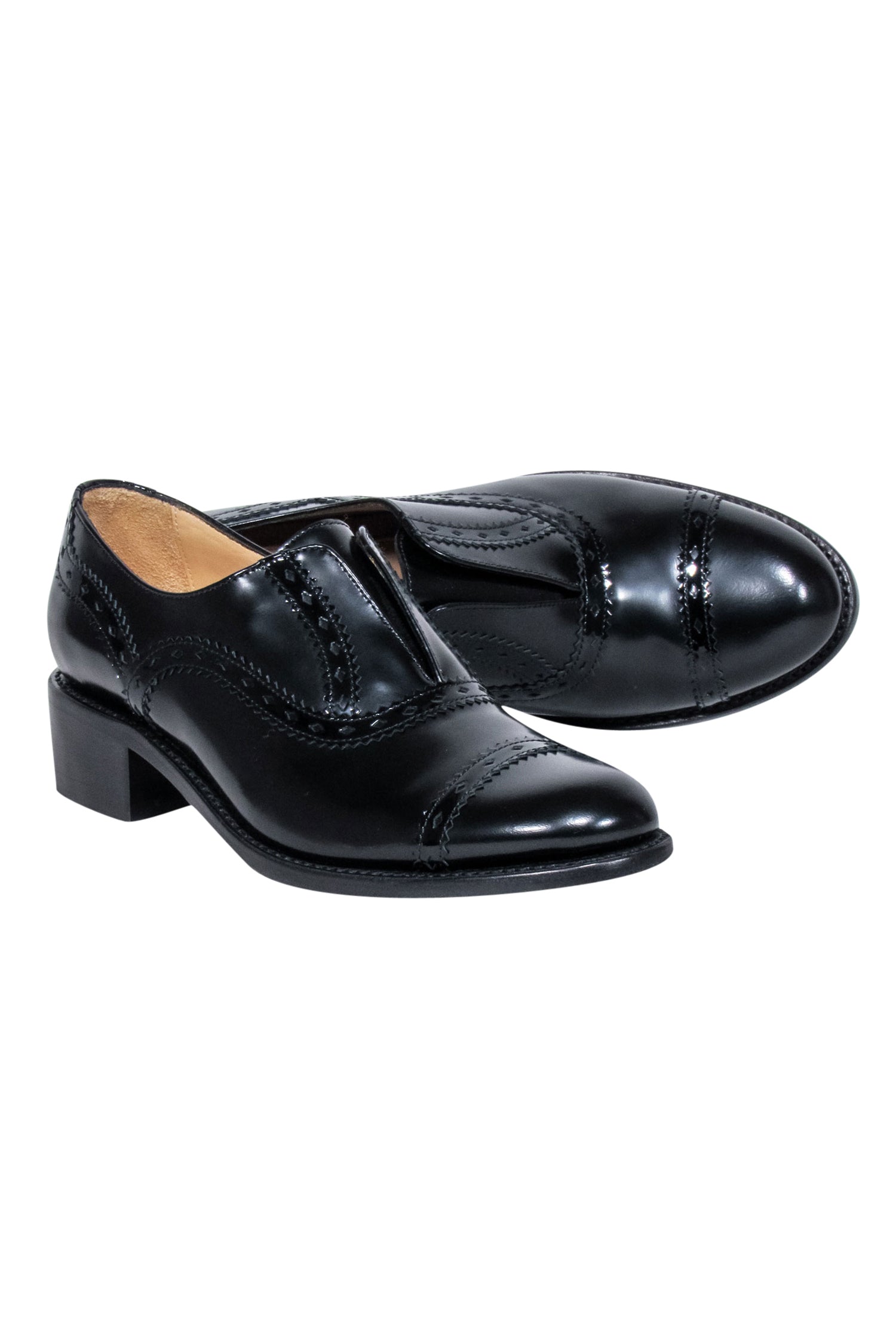 Angela Scott's Stylish Black Leather Oxford Shoes - Size 8.5