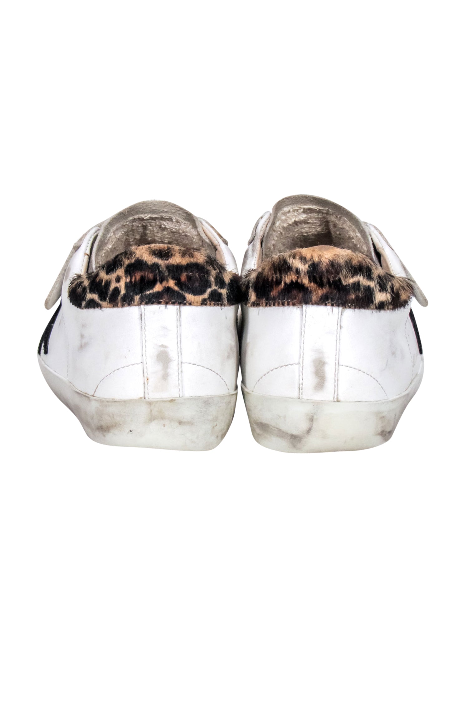 Golden Goose Ivory Leopard Back Old - School Sneakers, Size 8
