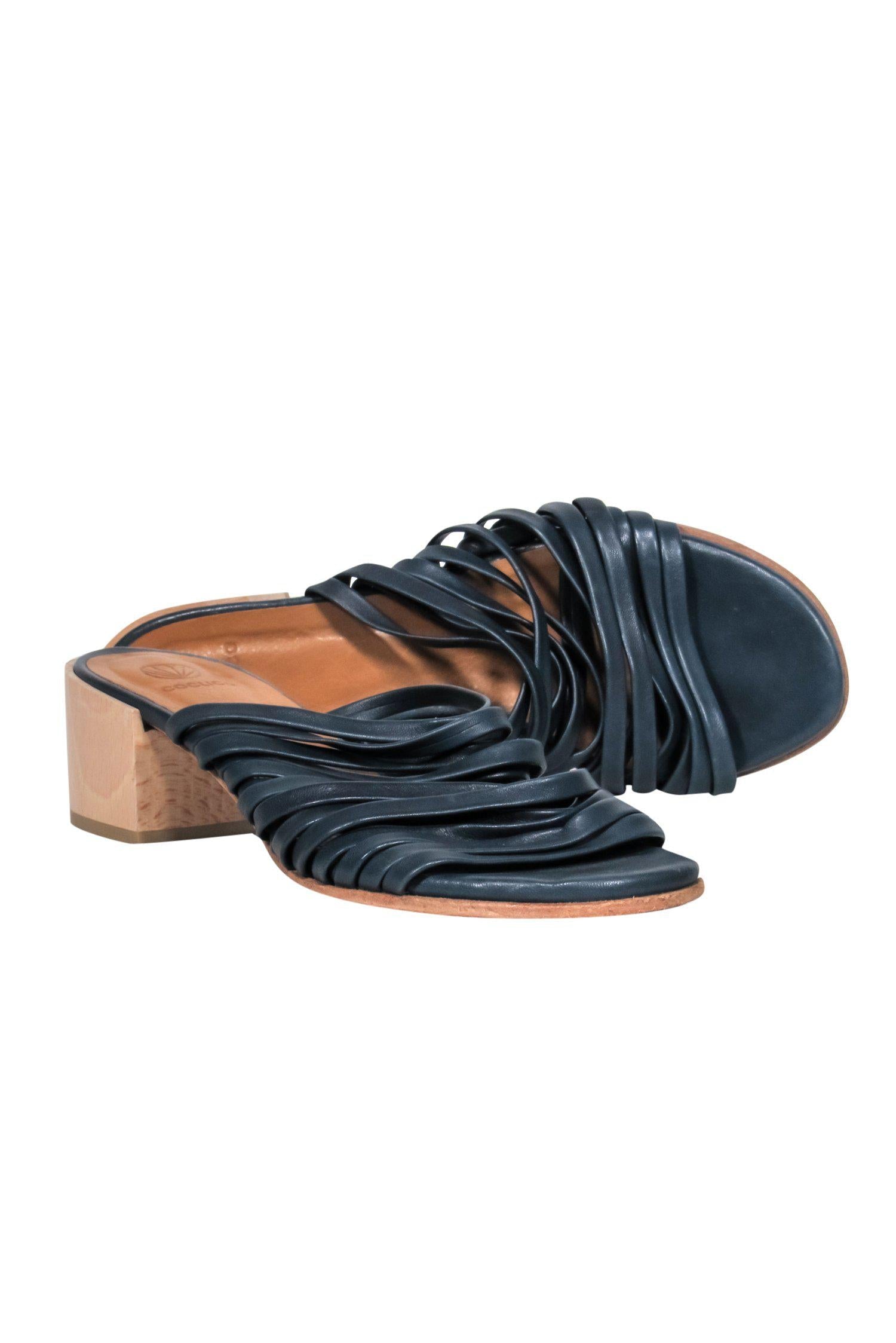 Coclico Dark Teal Leather Strappy Heel Sandals - Size 8.5 - Summer Must-Have!