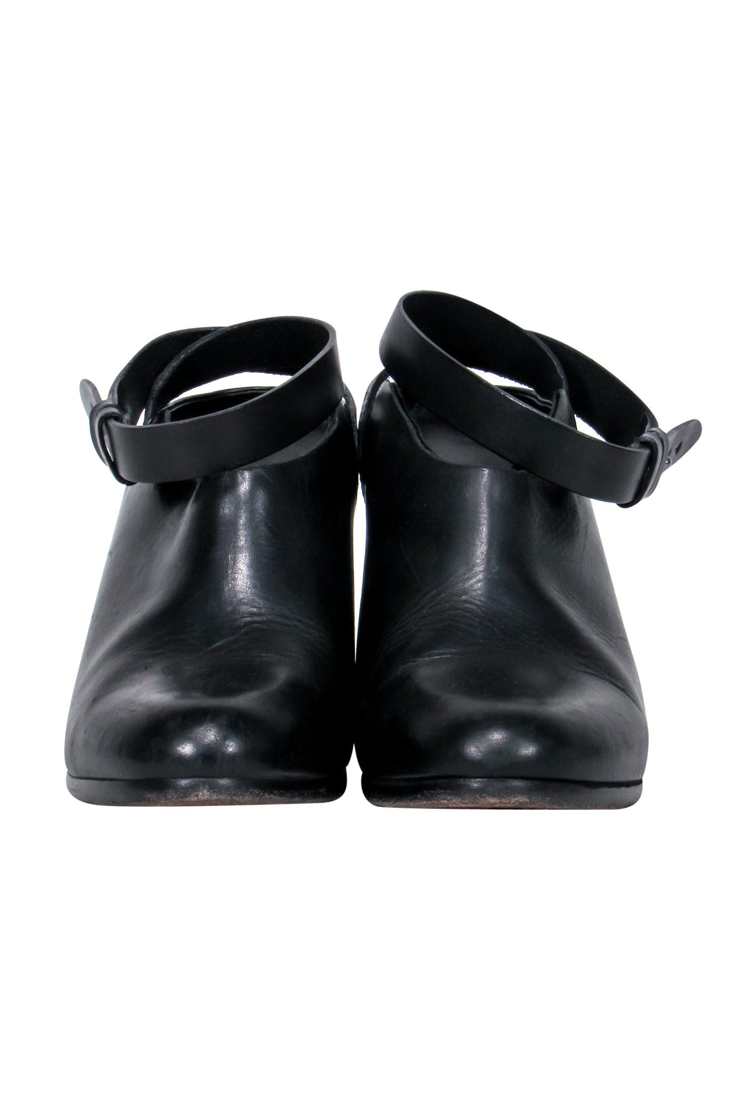 Rag & Bone - Stunning Black Leather Ankle Wrap Shooties, Size 7.5