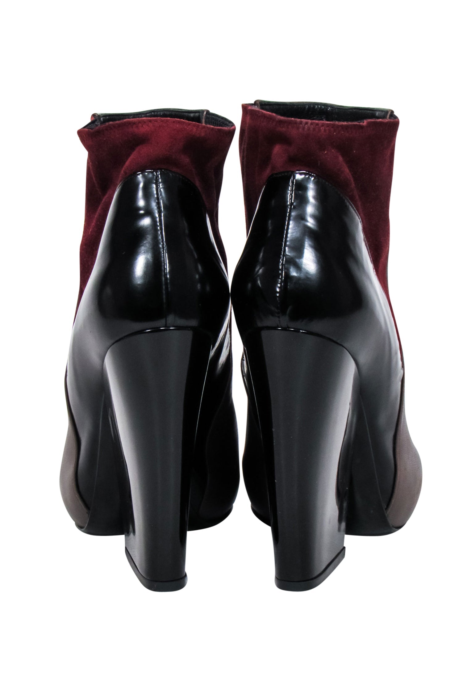 Pierre Hardy Colorful Block Heeled Booties - Brown, Black & Maroon, Size 8