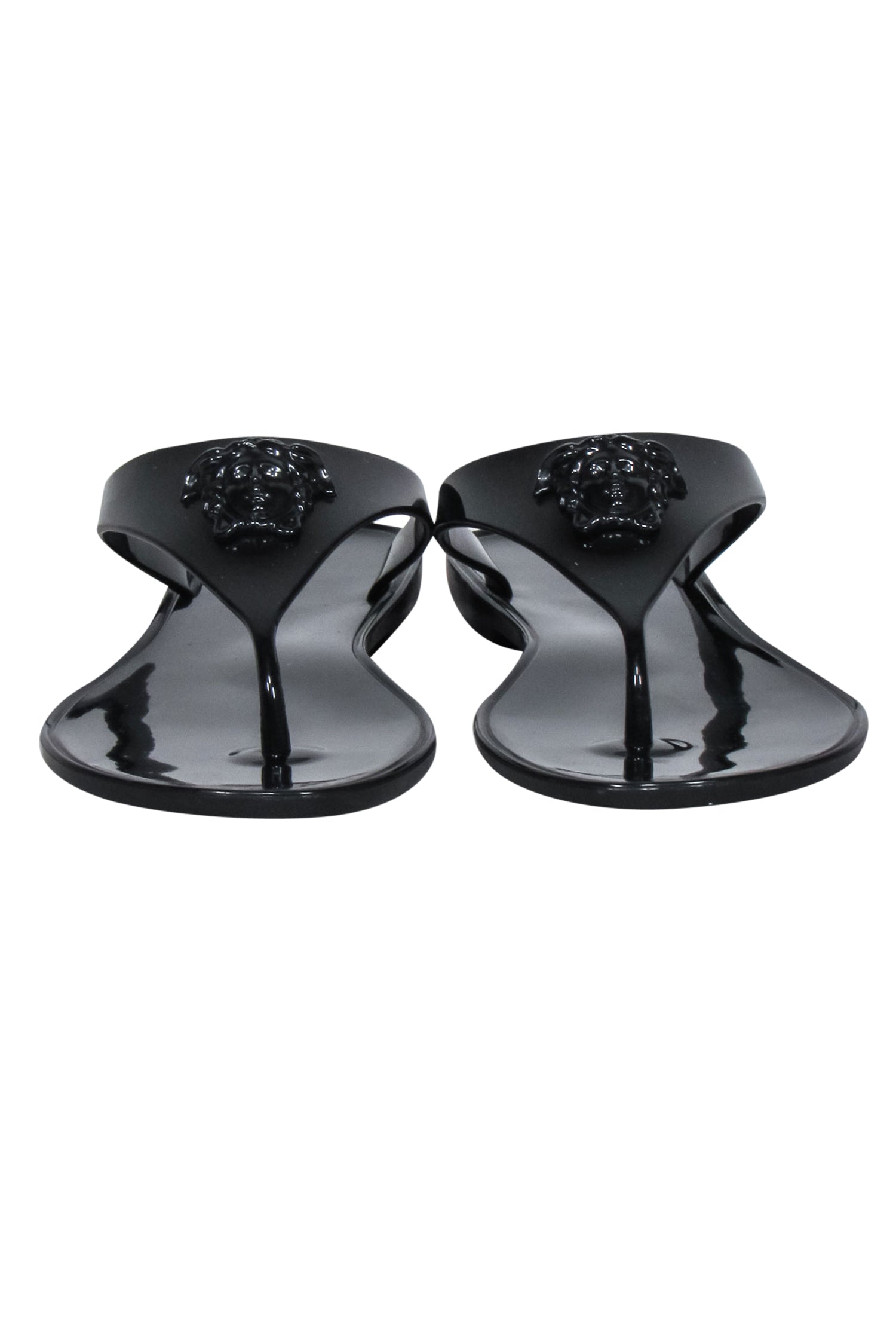 Versace Black Gomma Pool Slides - Size 8: Luxury for Your Vacation
