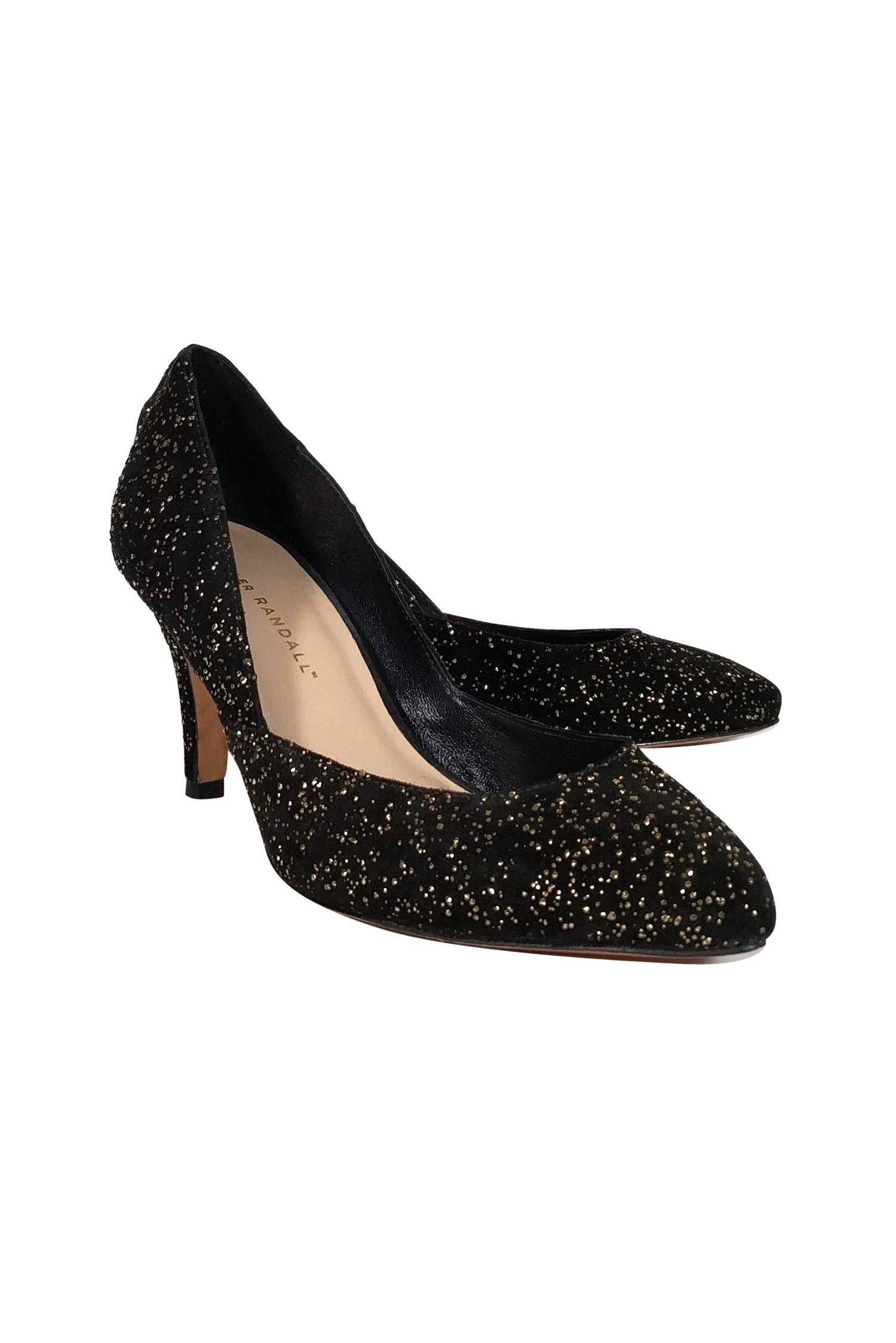 Loeffler Randall Black Suede Gold Specs Pumps - Size 7 - Party-Ready Glam!