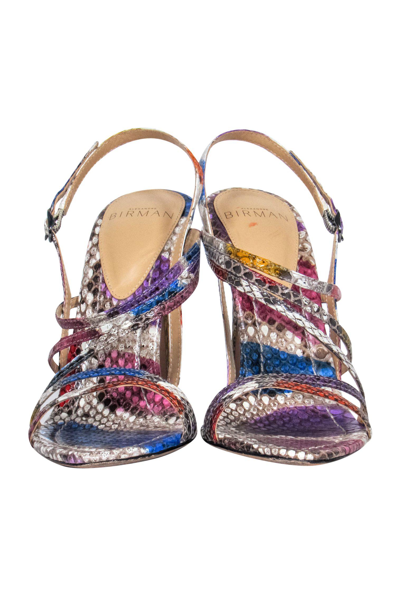 Alexandre Birman Multicolored Snakeskin Print Strappy Pumps - Size 7