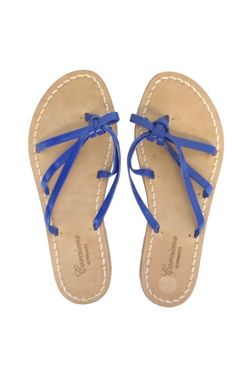 Gorgeous Blue Patent Leather Strappy Flat Sandals - Size 6! Grab Yours Now!