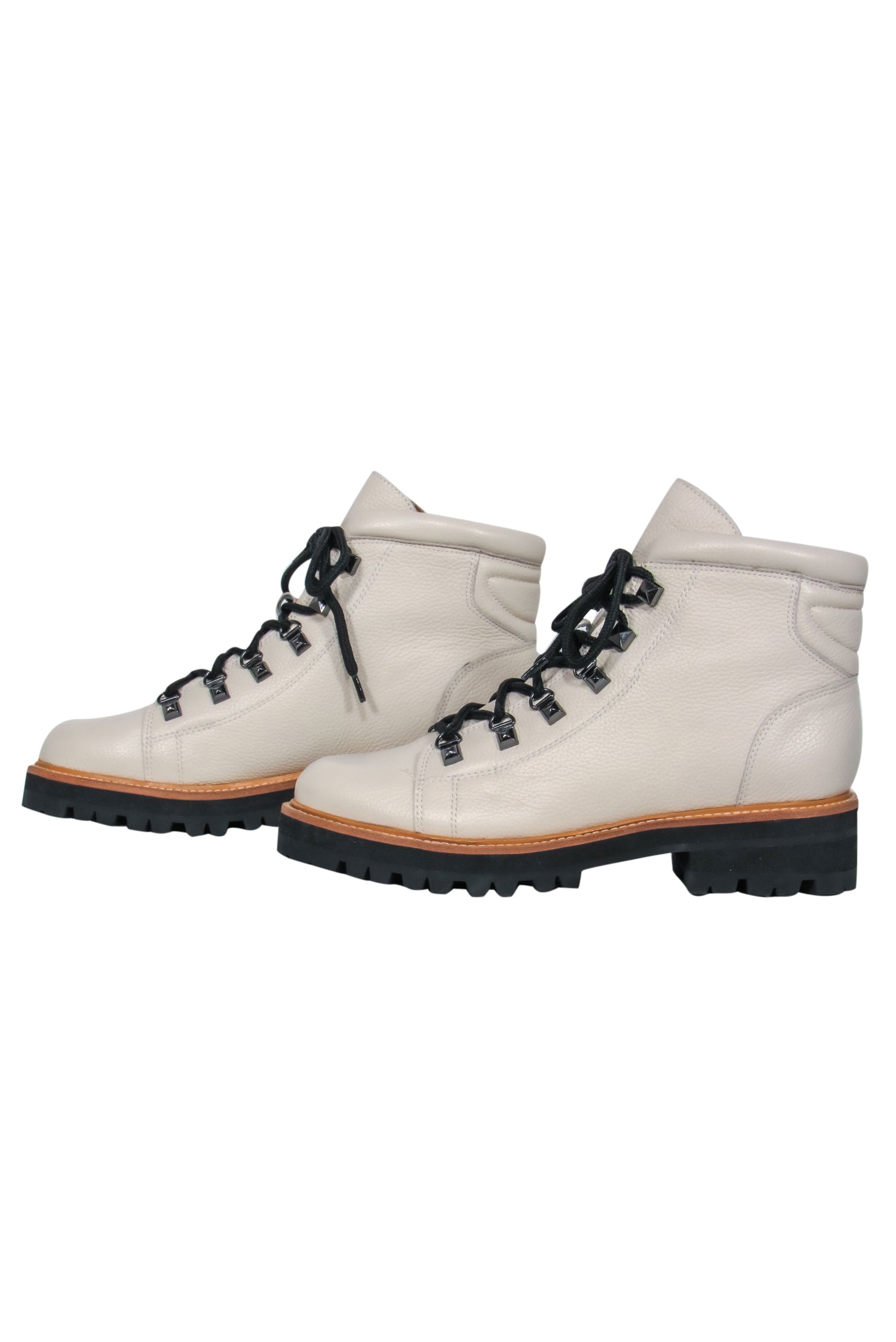 Marc Fisher Cream Pebbled Leather Lace - Up Combat Boots - Size 10: Style Up Your Cold Months!
