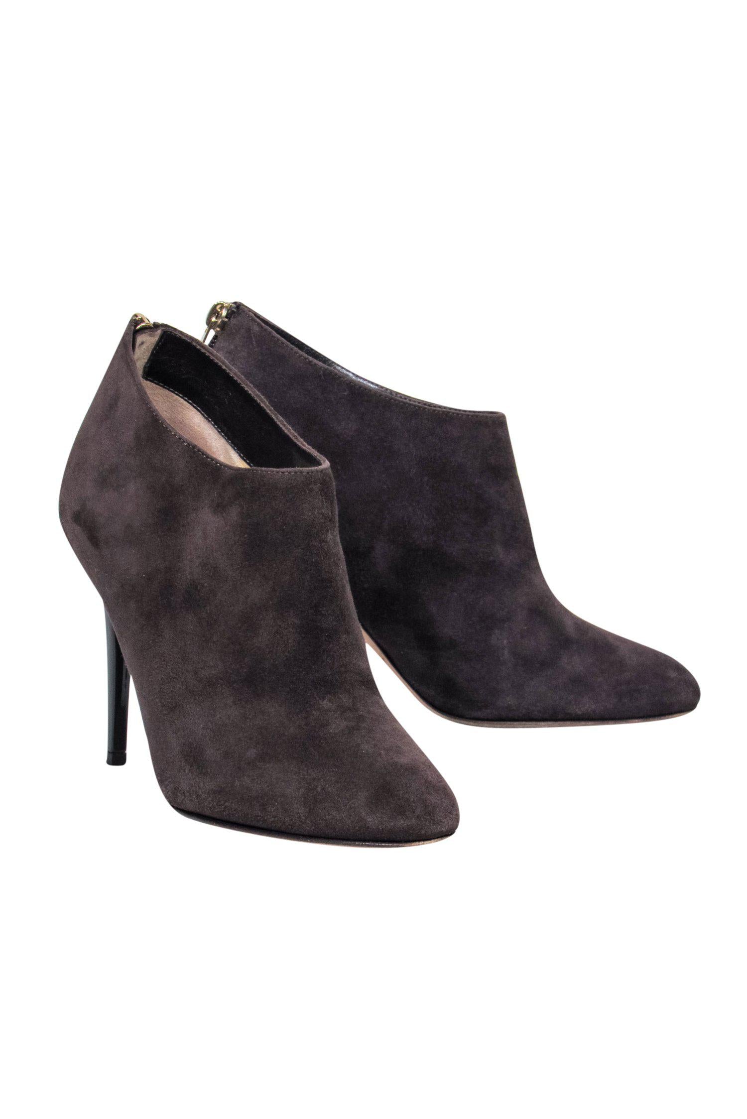Jimmy Choo Brown Suede Low-Cut Stiletto Ankle Booties - Size 7